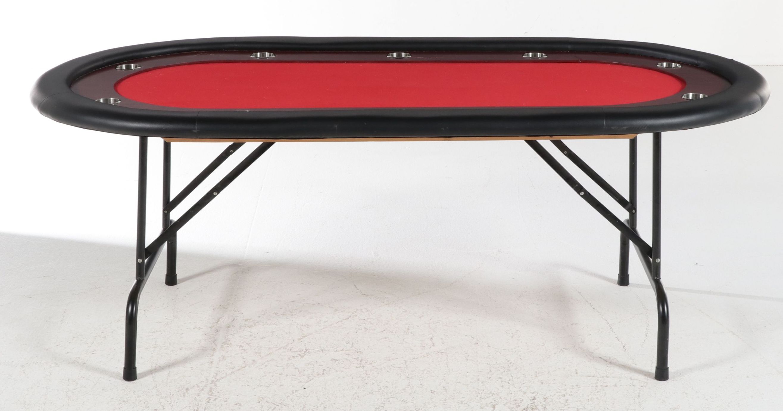 Ten Player Oval Poker Table with Red Baize, 21st Century