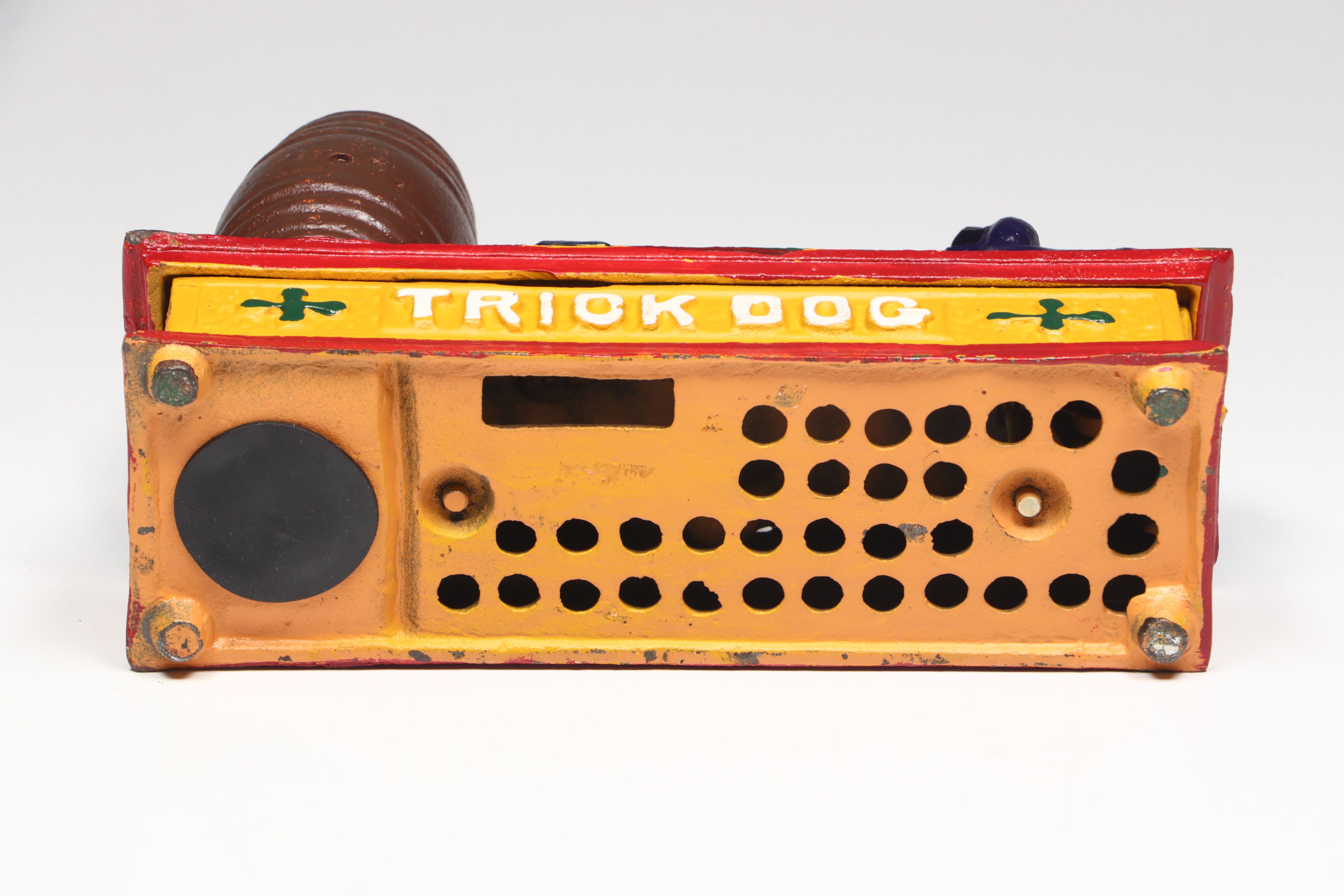 Polychrome Cast Iron "Trick Dog" Mechanical Coin Bank, 20th Century
