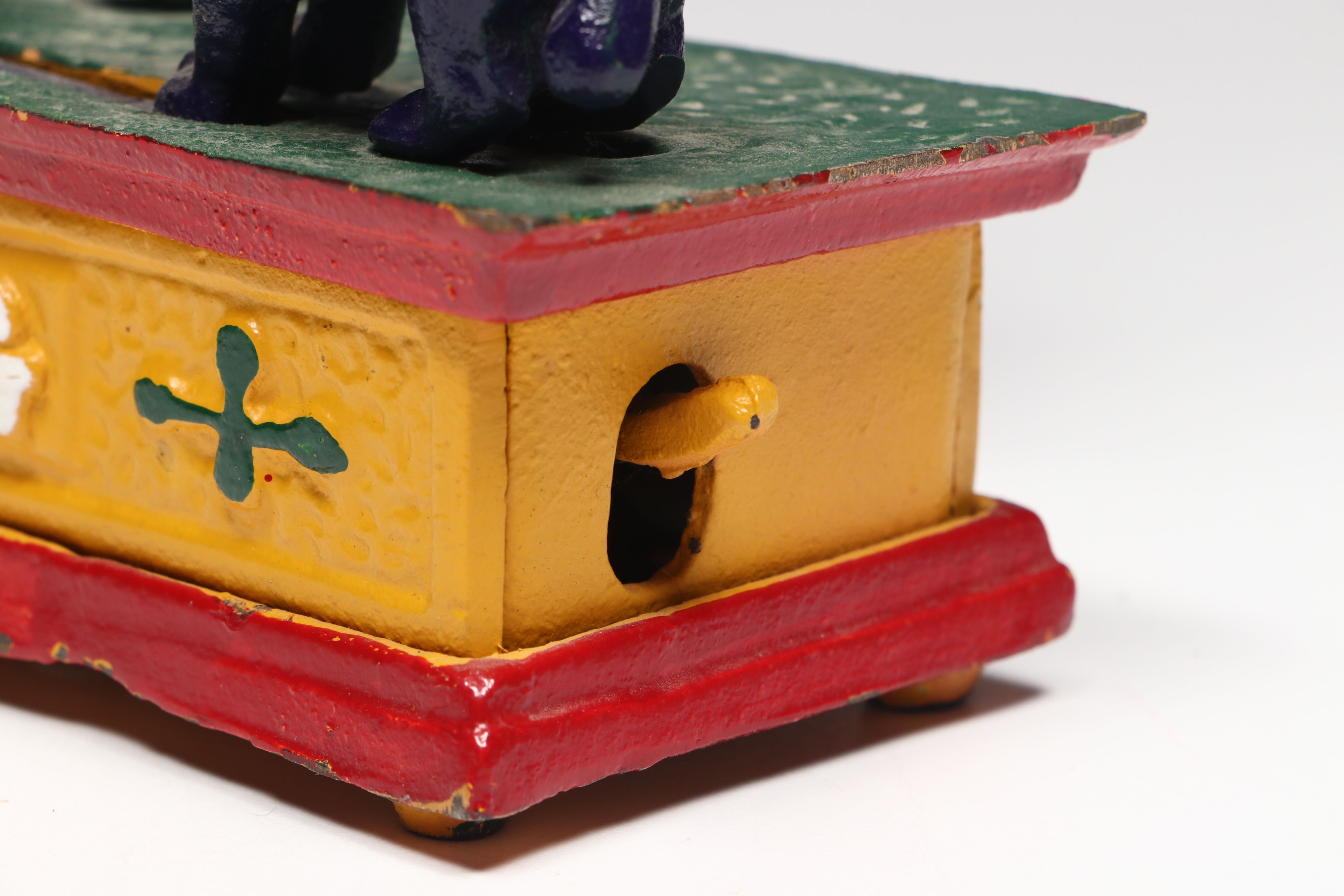 Polychrome Cast Iron "Trick Dog" Mechanical Coin Bank, 20th Century