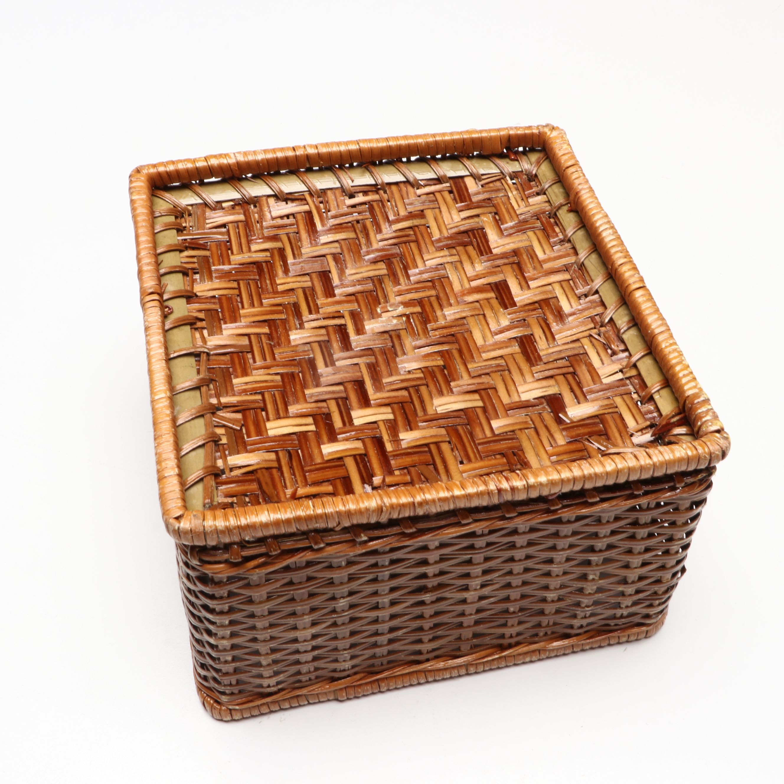 Rustic Handwoven Bamboo and Rattan Baskets with Other Wicker Boxes and Vase