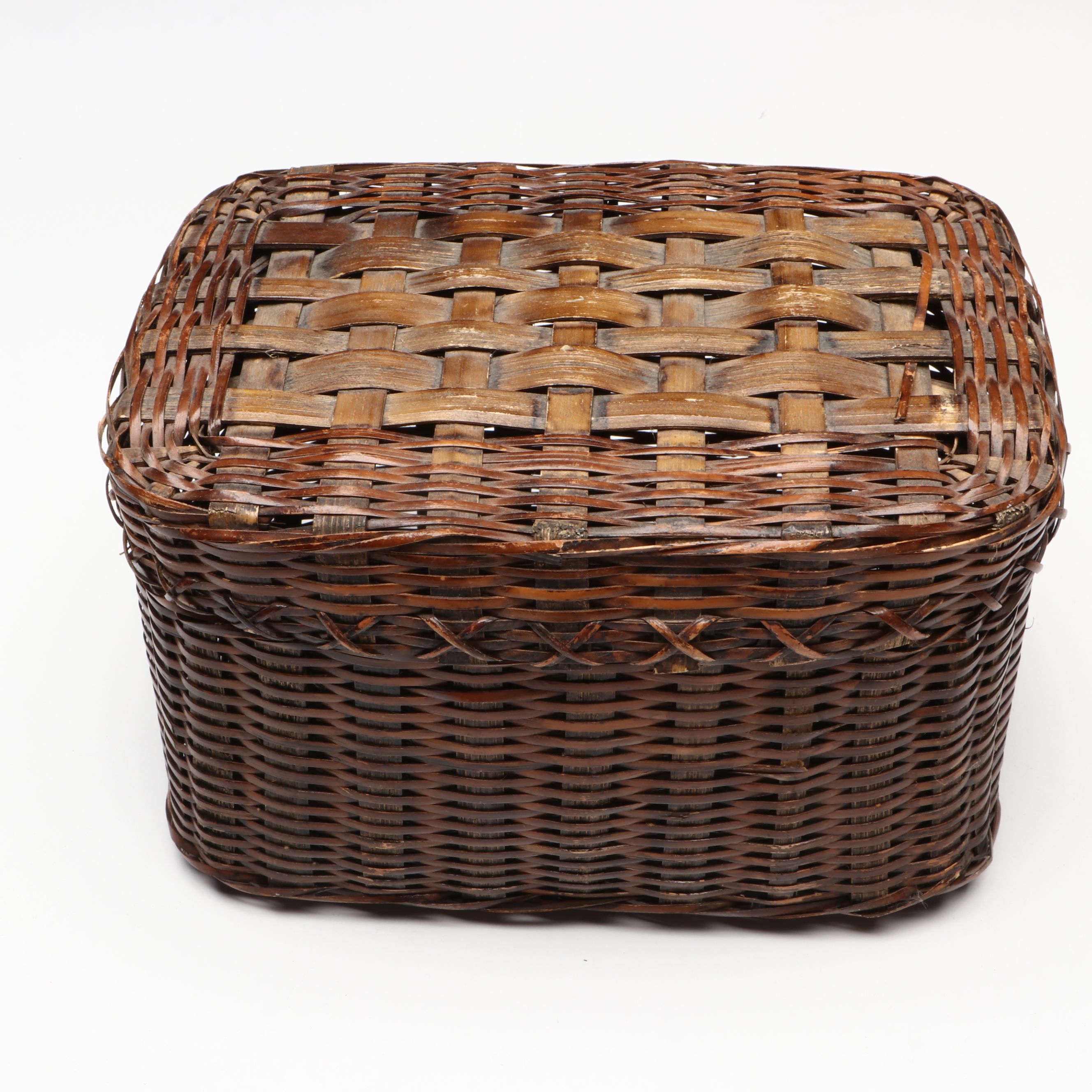 Rustic Handwoven Bamboo and Rattan Baskets with Other Wicker Boxes and Vase