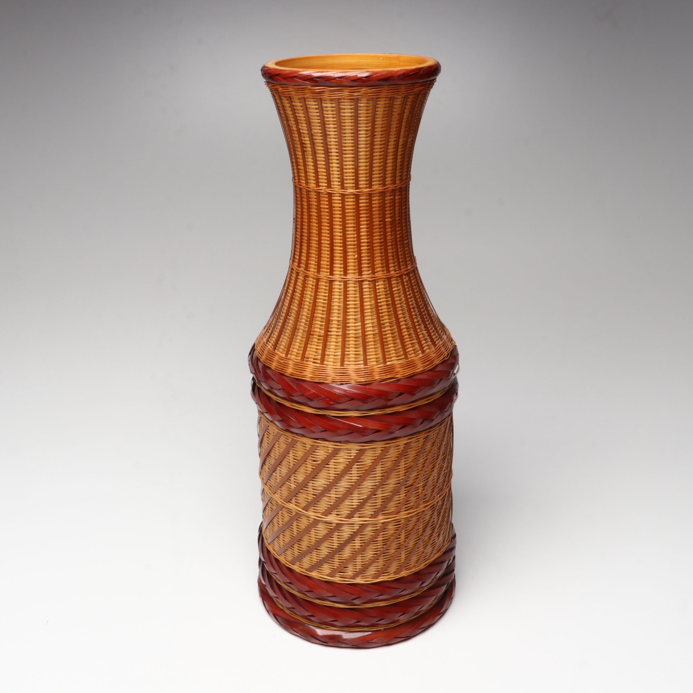 Rustic Handwoven Bamboo and Rattan Baskets with Other Wicker Boxes and Vase