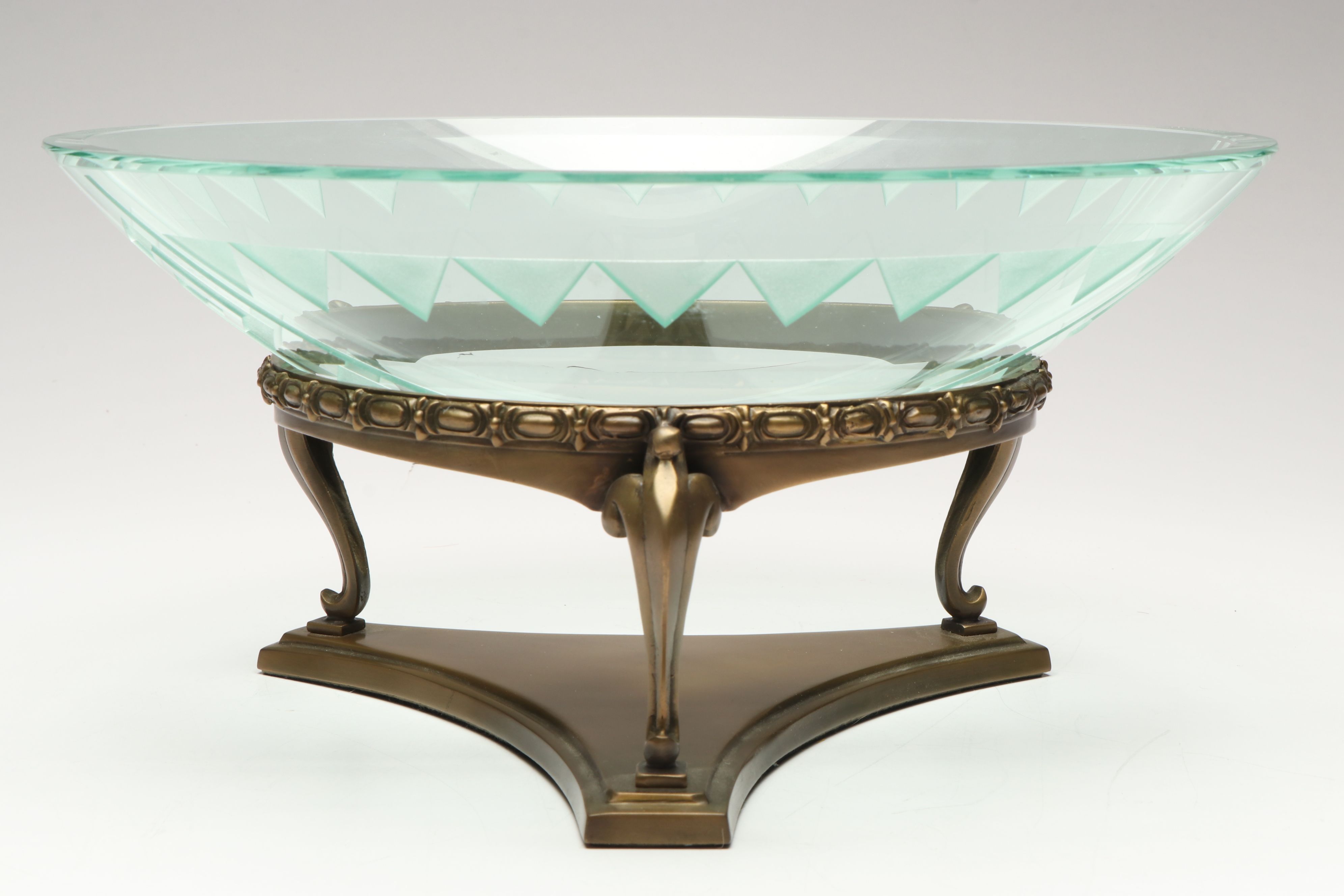 Schlanser Design Greek Key Pedestal Bowl with Gilt Porcelain Centerpiece Bowl