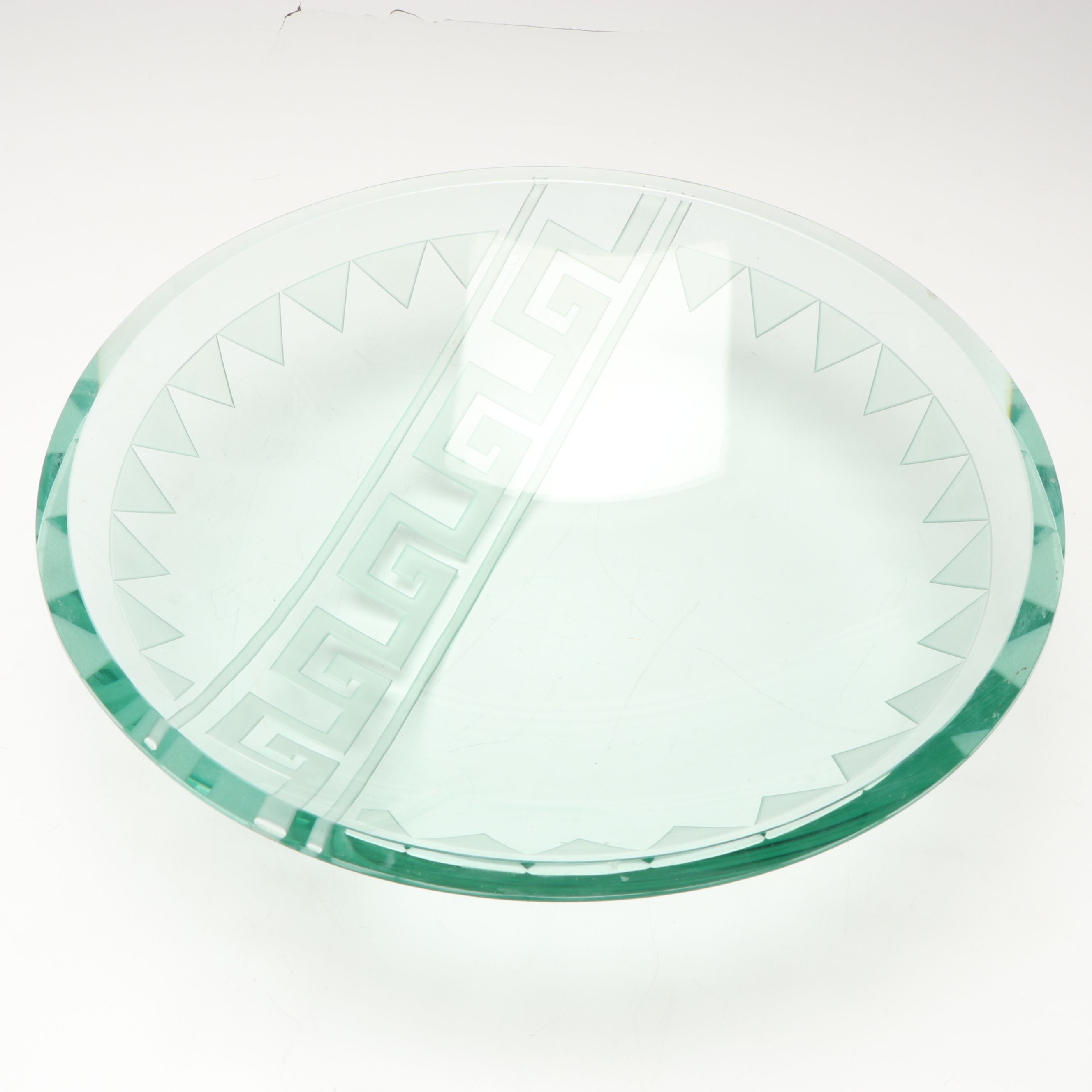 Schlanser Design Greek Key Pedestal Bowl with Gilt Porcelain Centerpiece Bowl