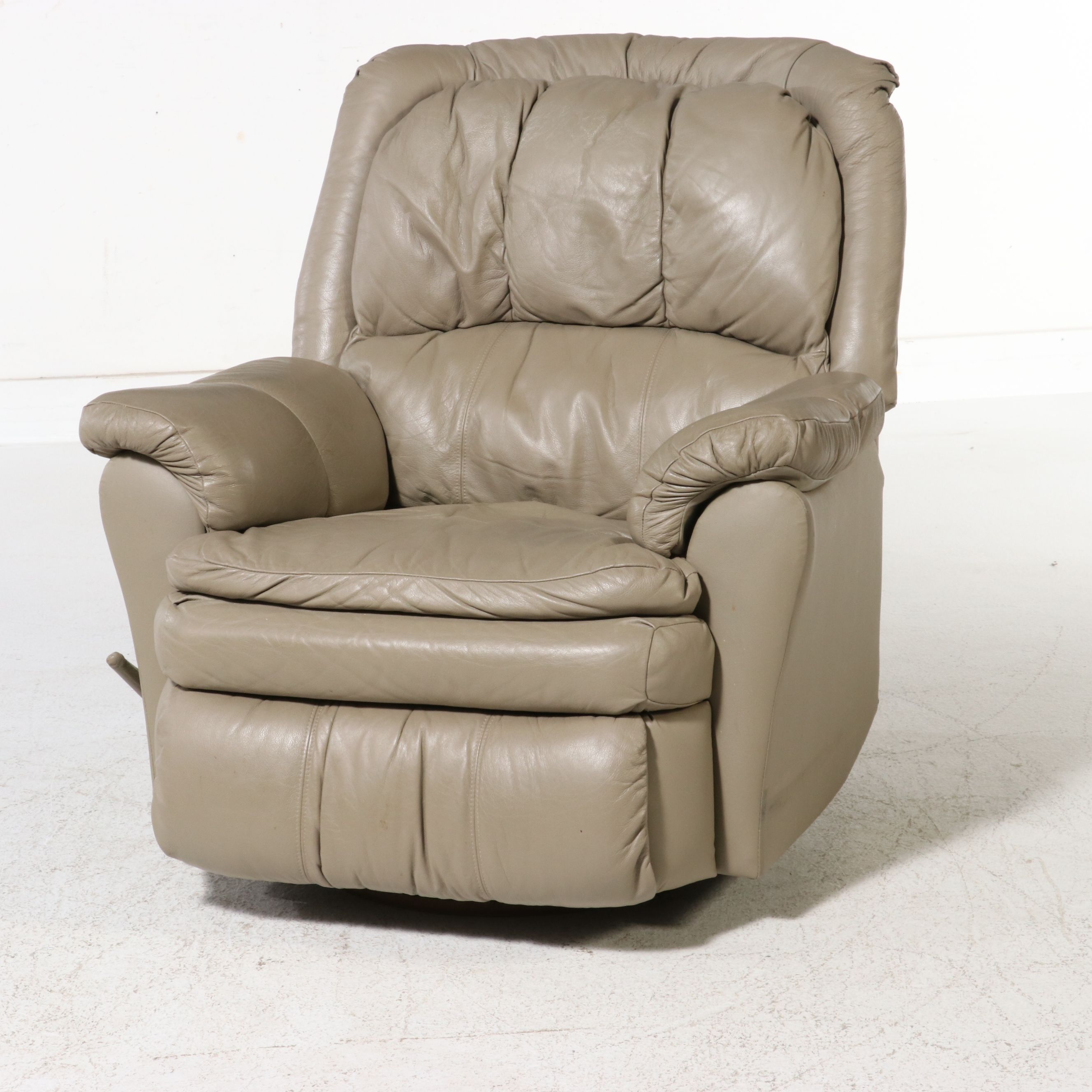 Oversized Leather Swivel Rocker Recliner, 21st Century