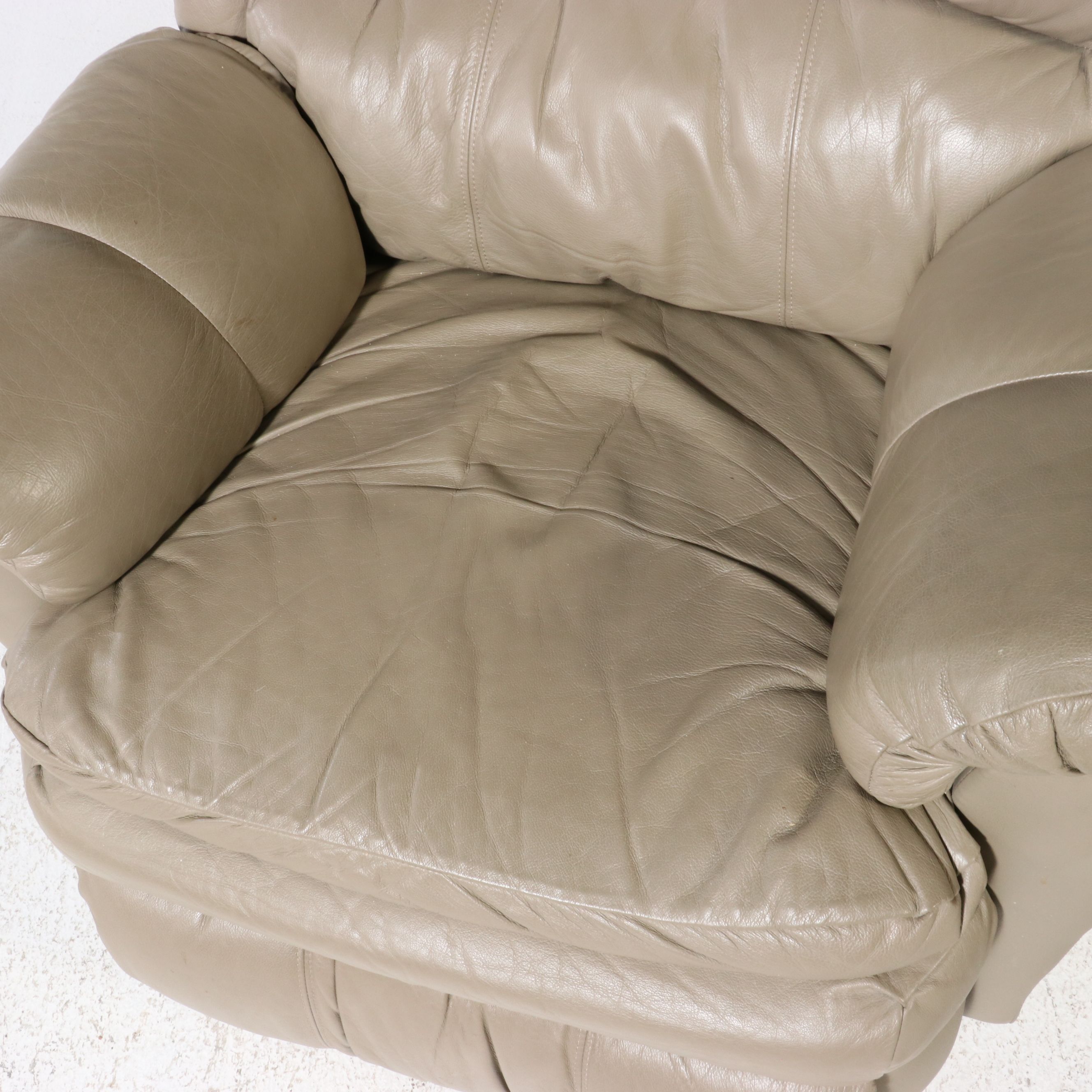 Oversized Leather Swivel Rocker Recliner, 21st Century