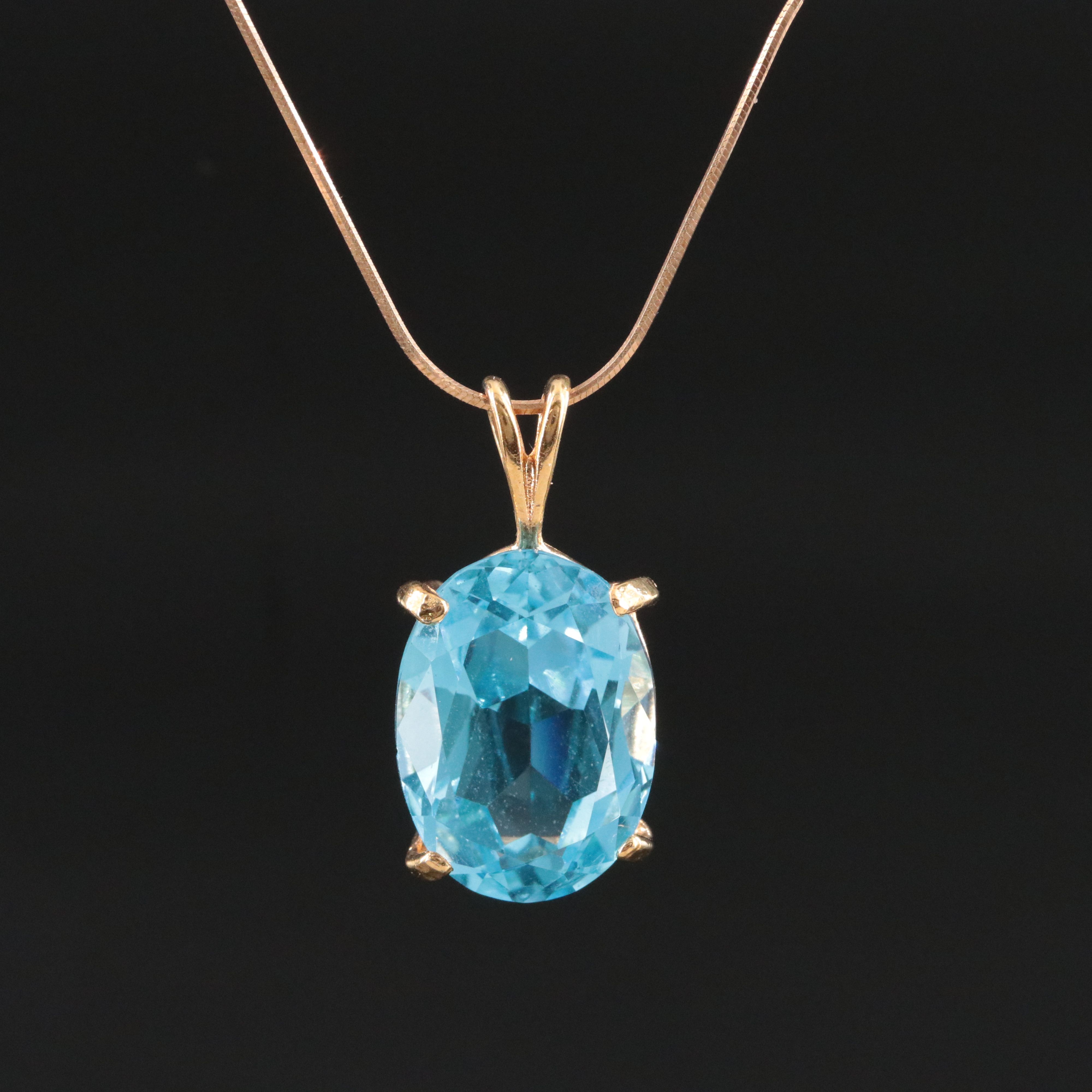 Sterling Necklace with Blue Topaz Pendant