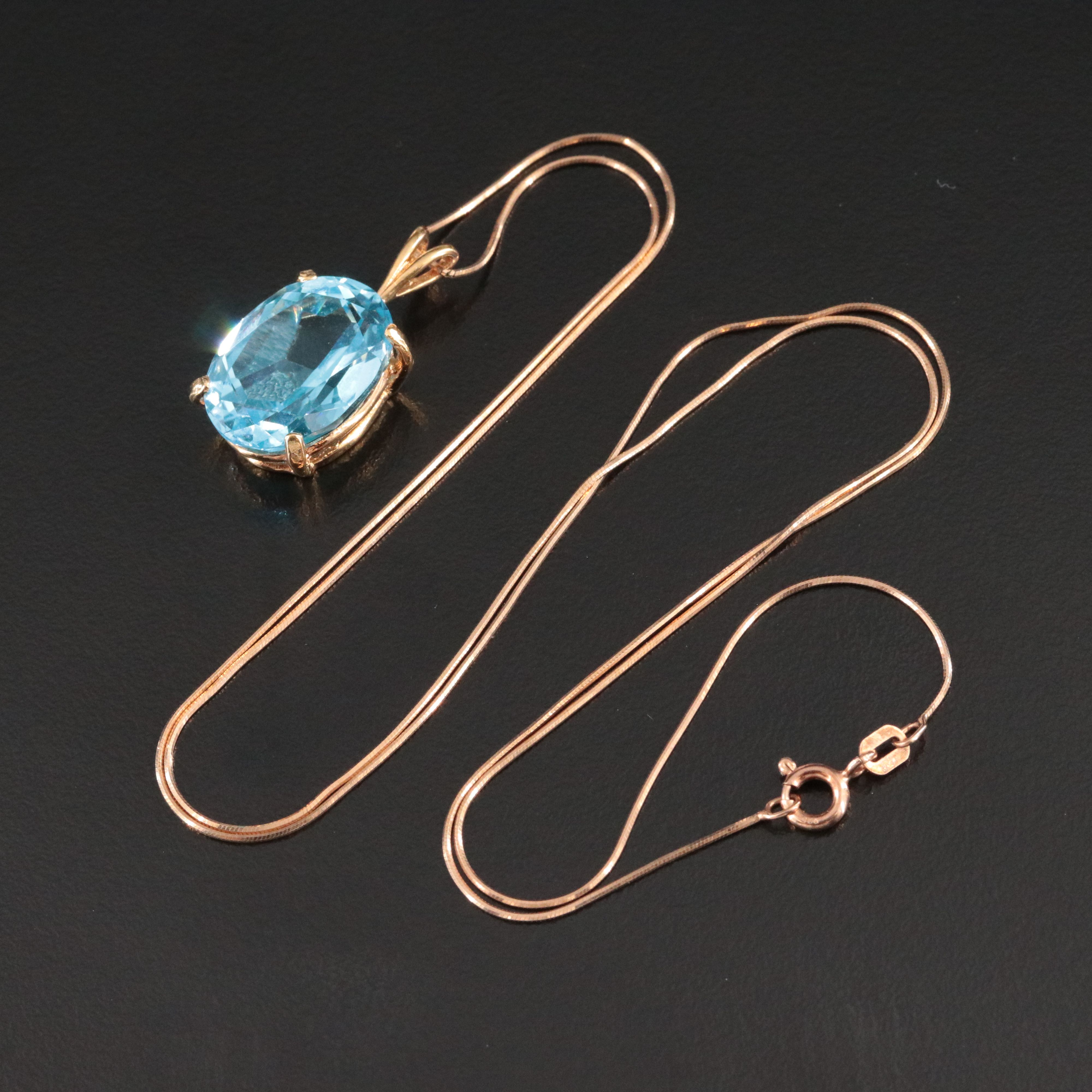 Sterling Necklace with Blue Topaz Pendant