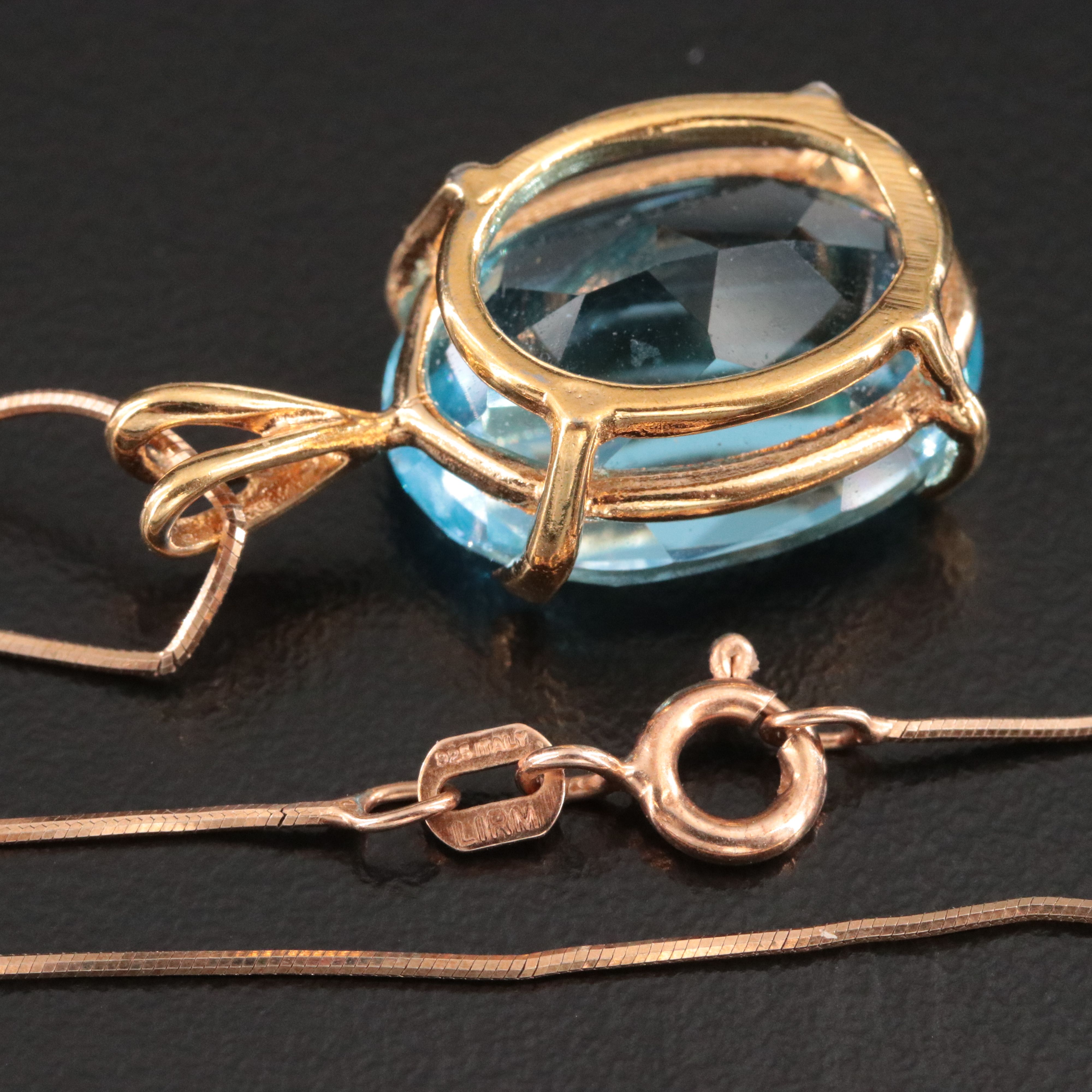 Sterling Necklace with Blue Topaz Pendant