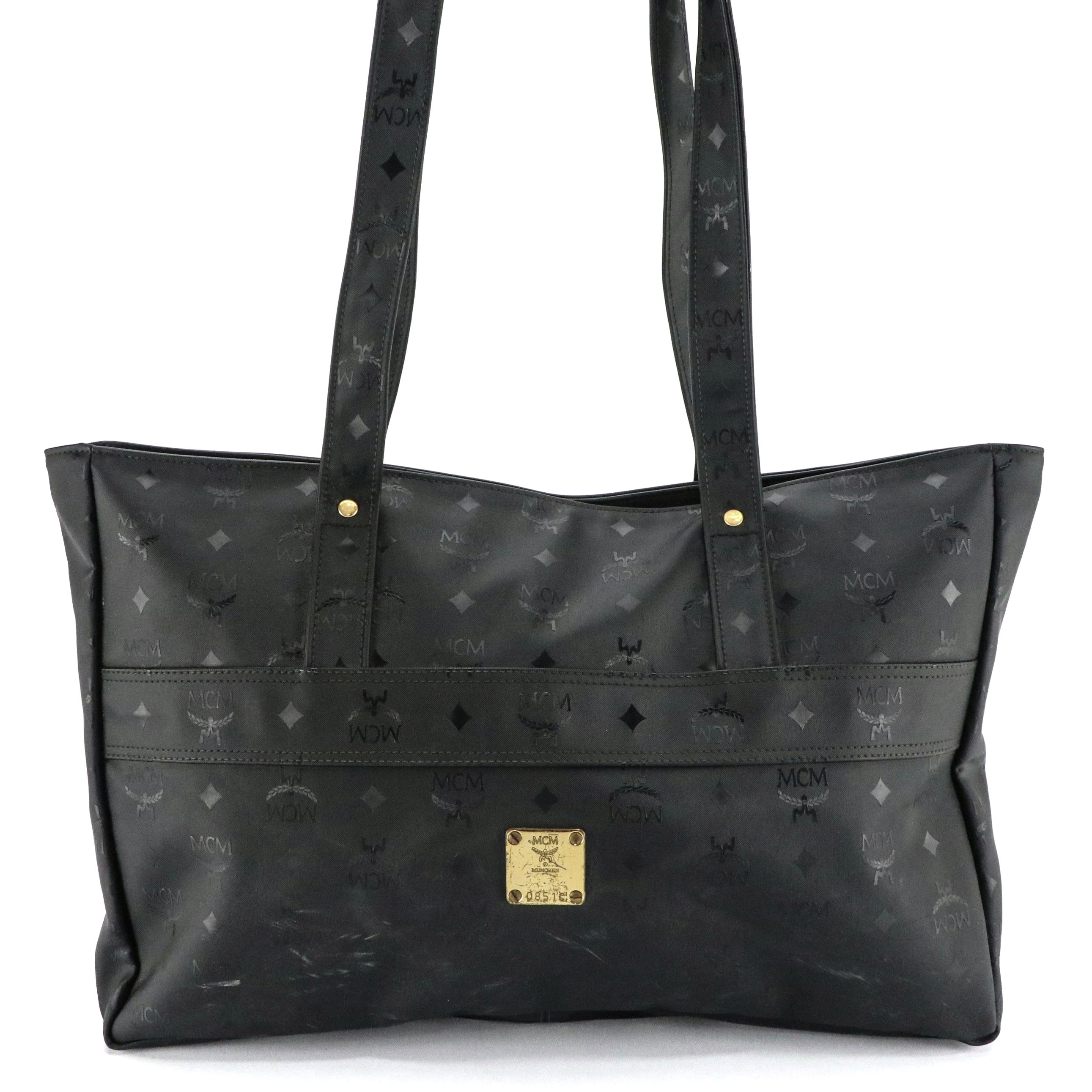 MCM Large Tote Bag in Black Visetos Coated Nylon