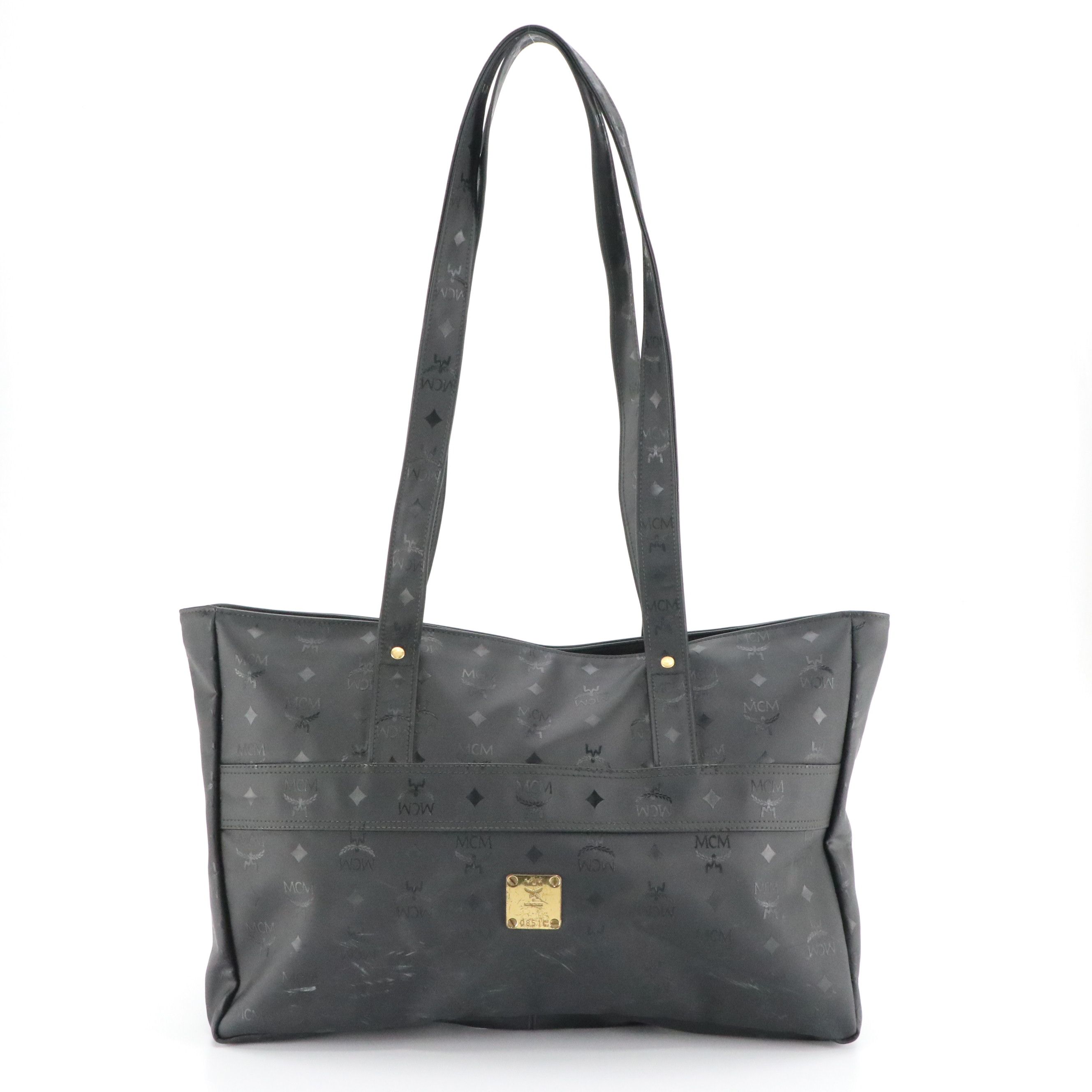 MCM Large Tote Bag in Black Visetos Coated Nylon