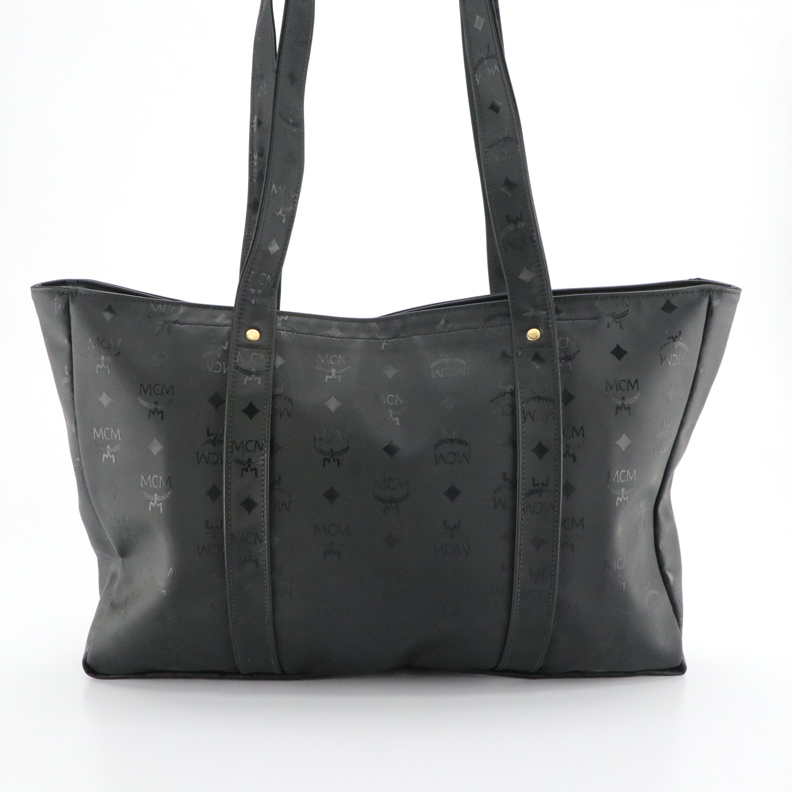 MCM Large Tote Bag in Black Visetos Coated Nylon