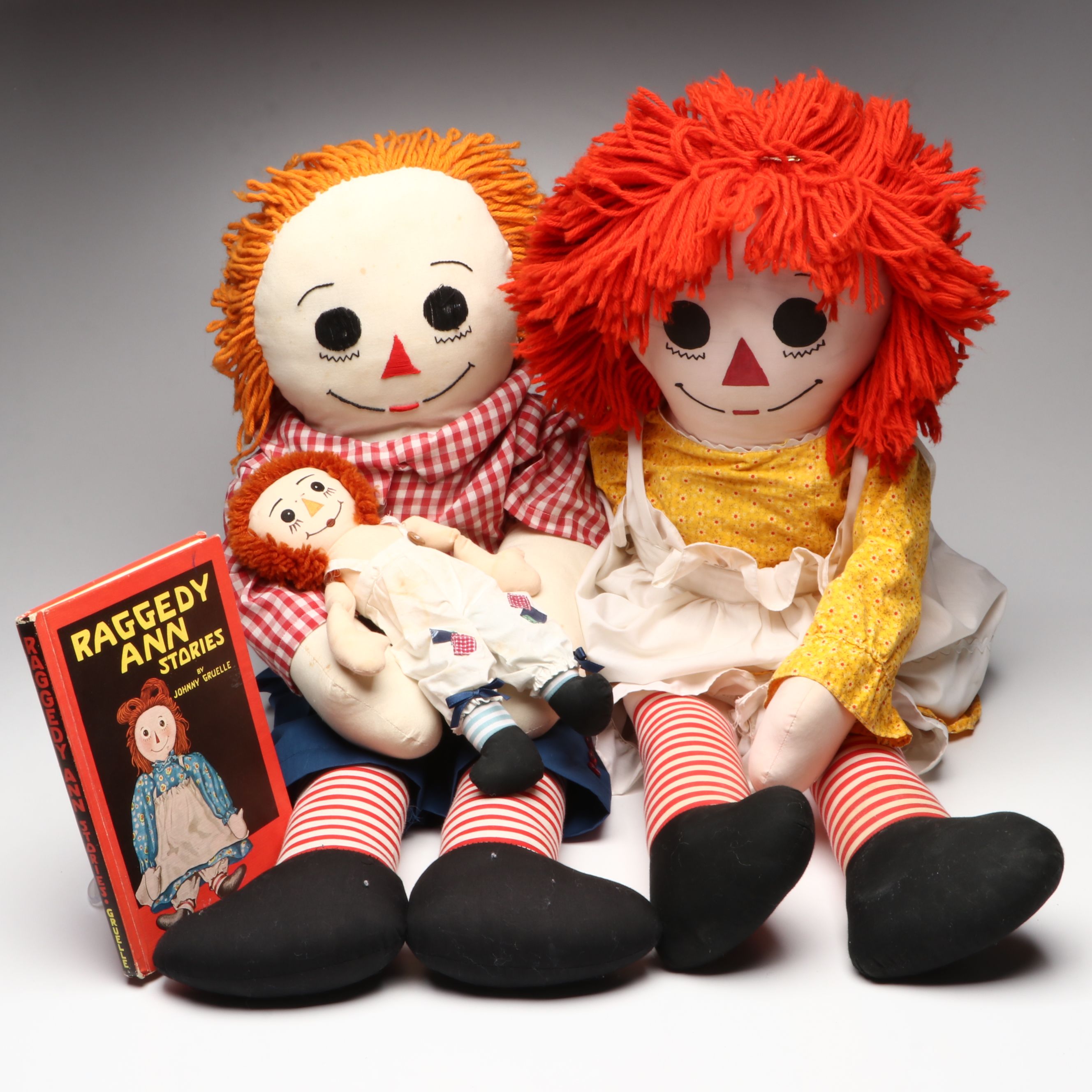 Raggedy Ann and Andy Dolls with "Raggedy Ann Stories" by Johnny Gruelle