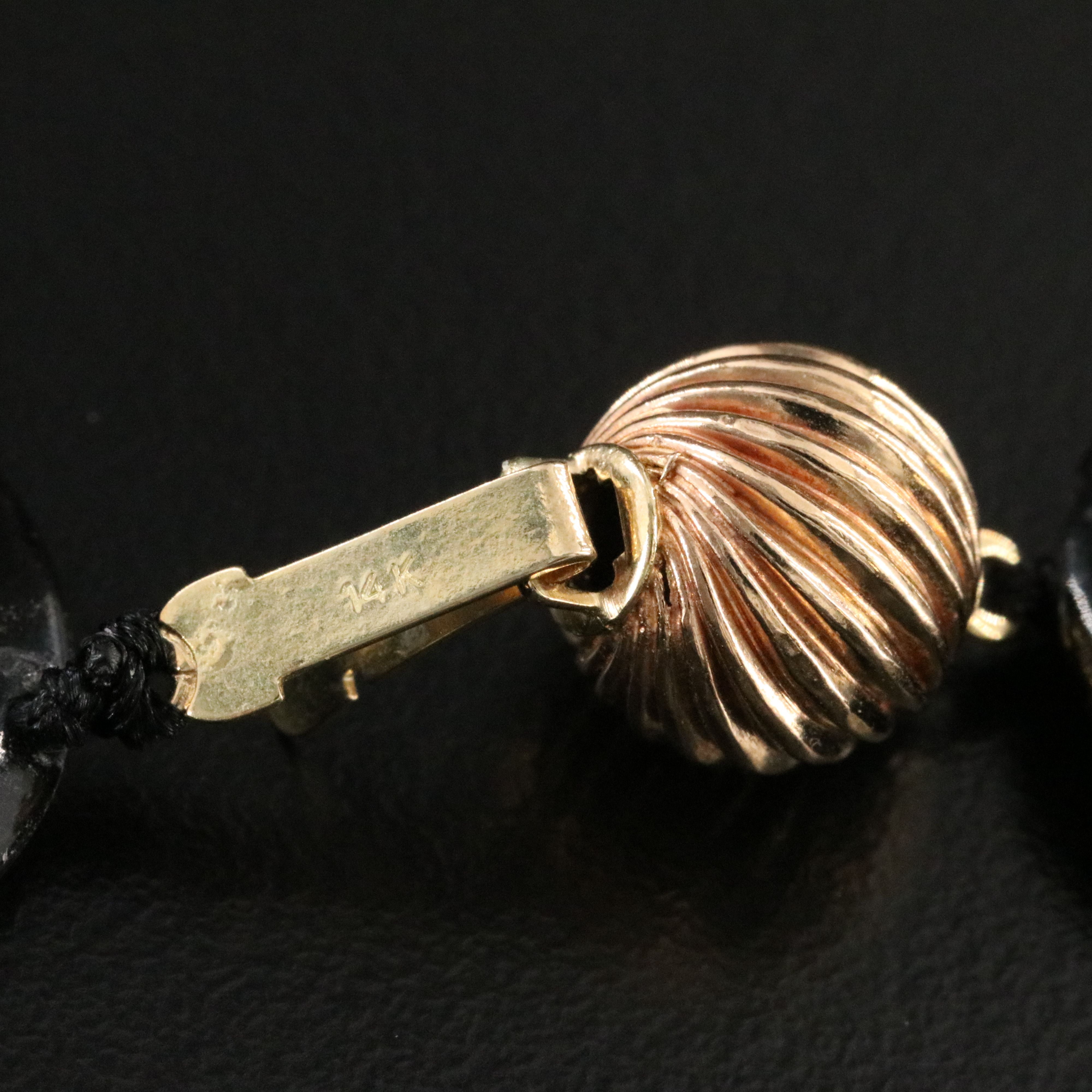 Black Onyx Disc Bead Necklace with 14K Clasp