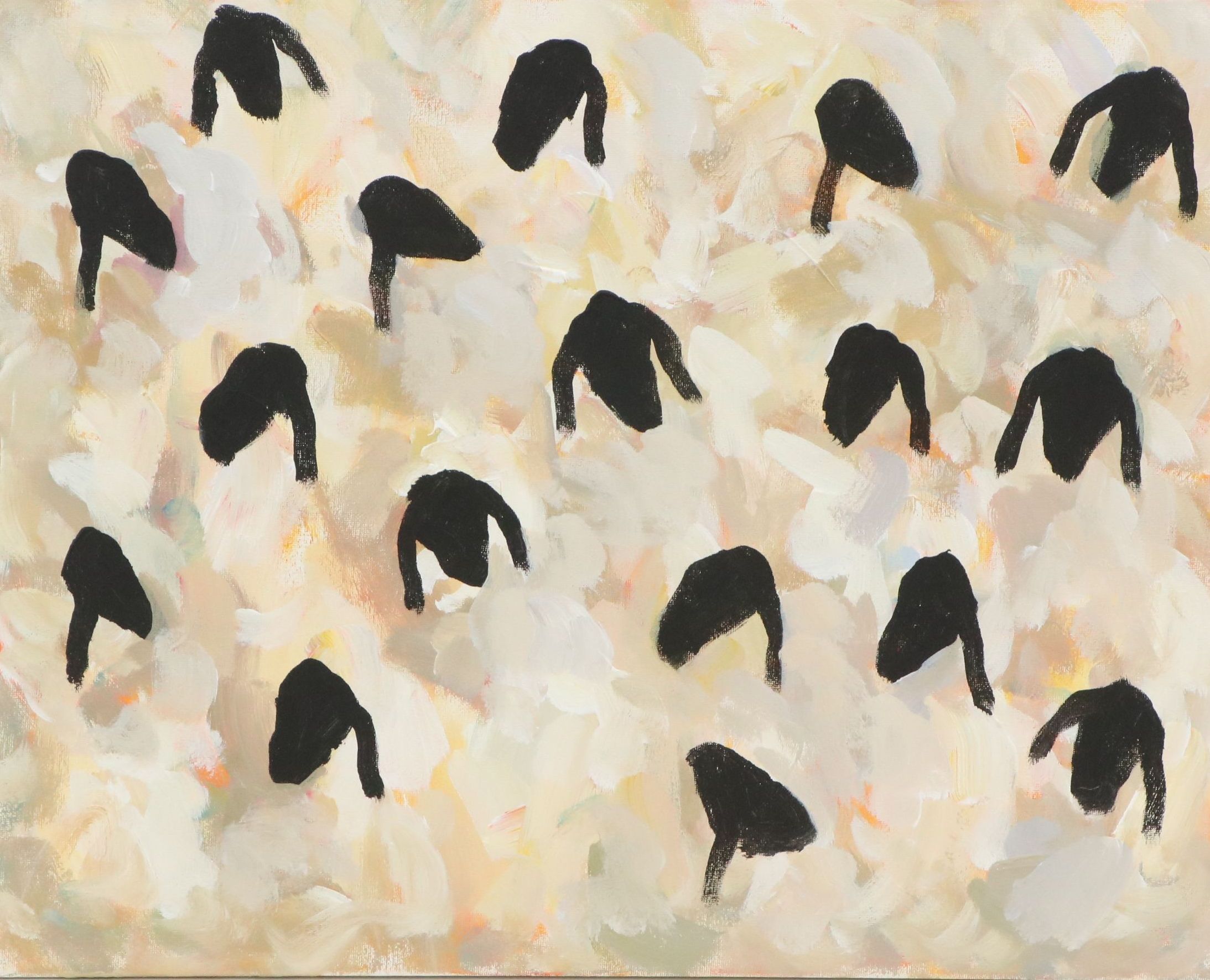 Elle Raines Acrylic Painting "Flock of Sheep #29"