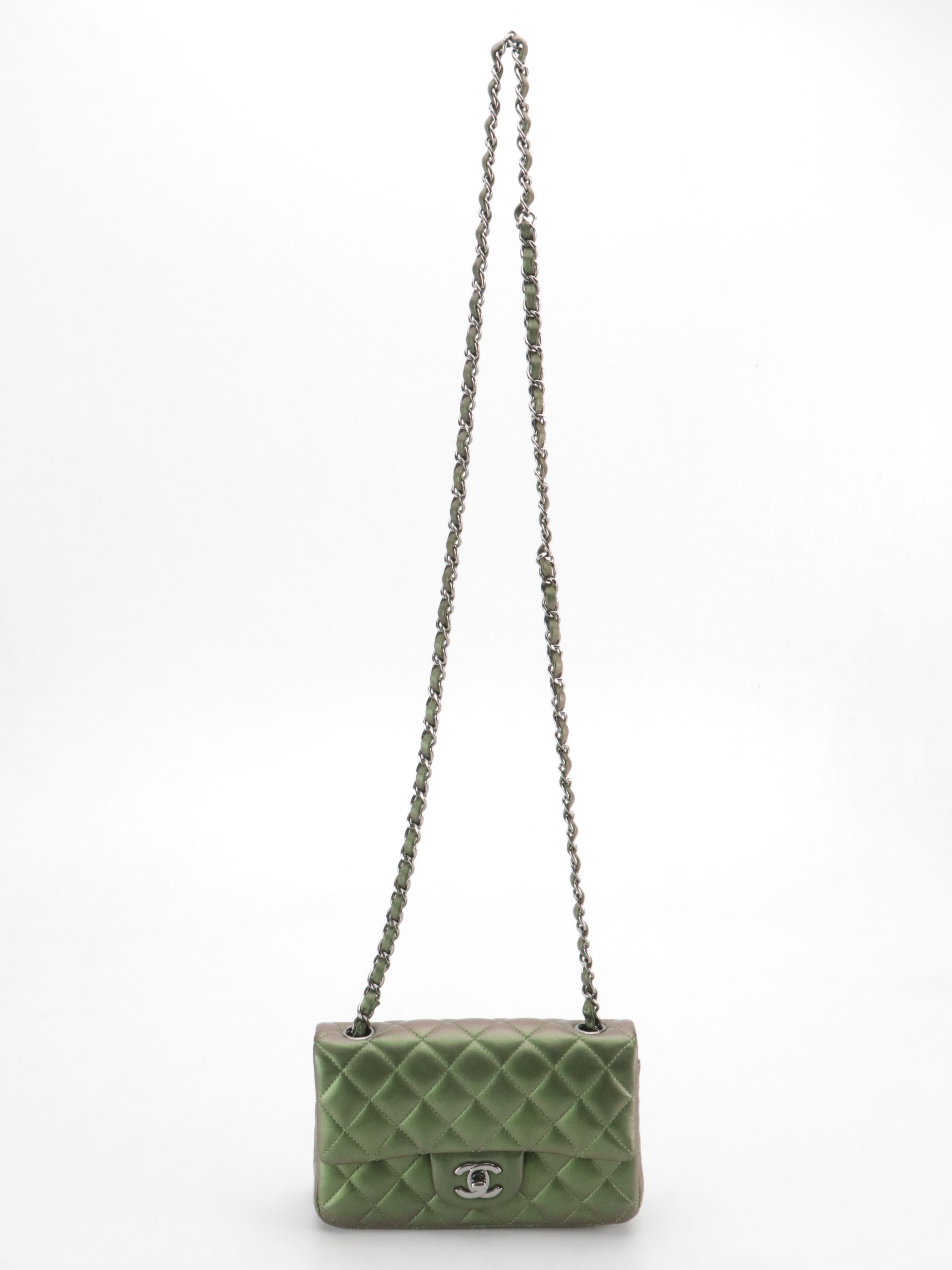 Chanel Classic Flap Chain Strap Bag in Iridescent Green Quilted Lambskin Leather