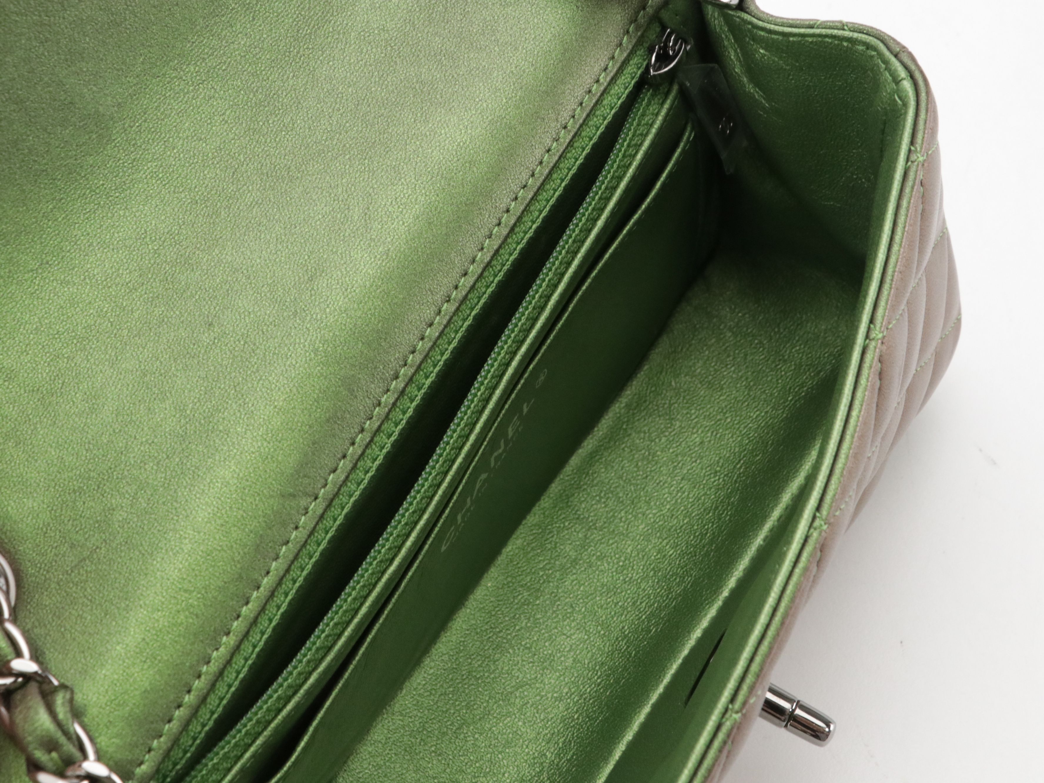 Chanel Classic Flap Chain Strap Bag in Iridescent Green Quilted Lambskin Leather