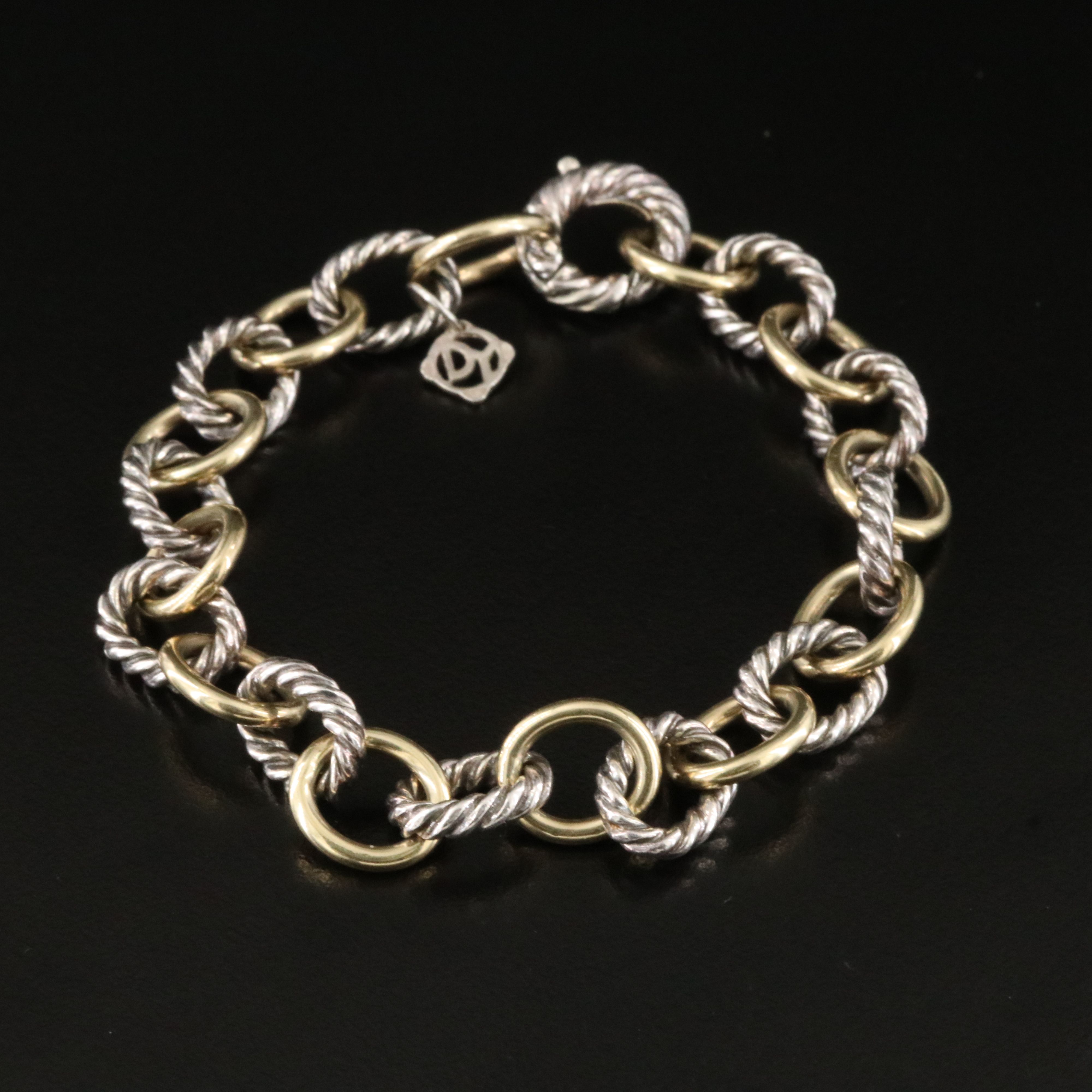 David Yurman Sterling and 18K Bonded Gold Oval Link Bracelet