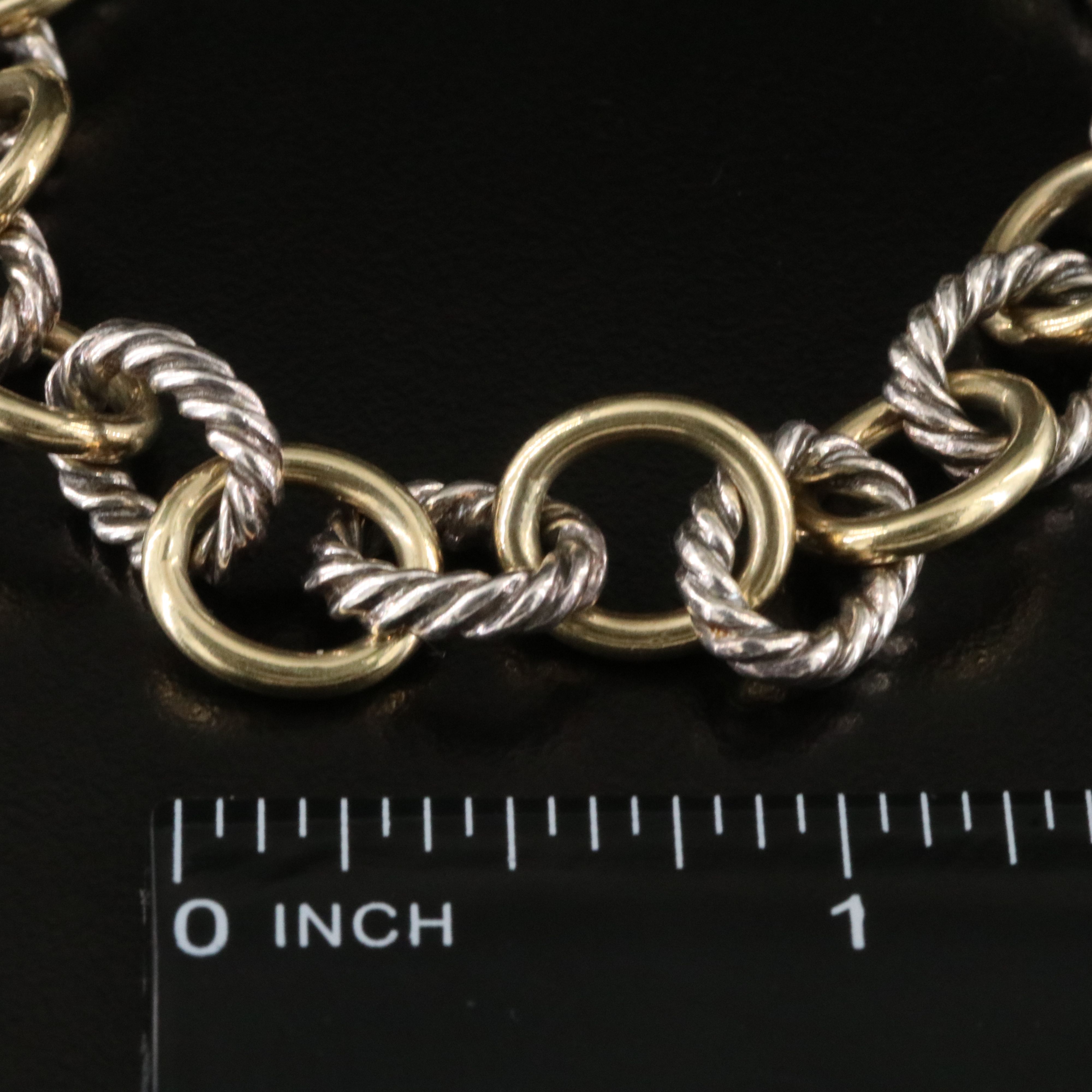 David Yurman Sterling and 18K Bonded Gold Oval Link Bracelet