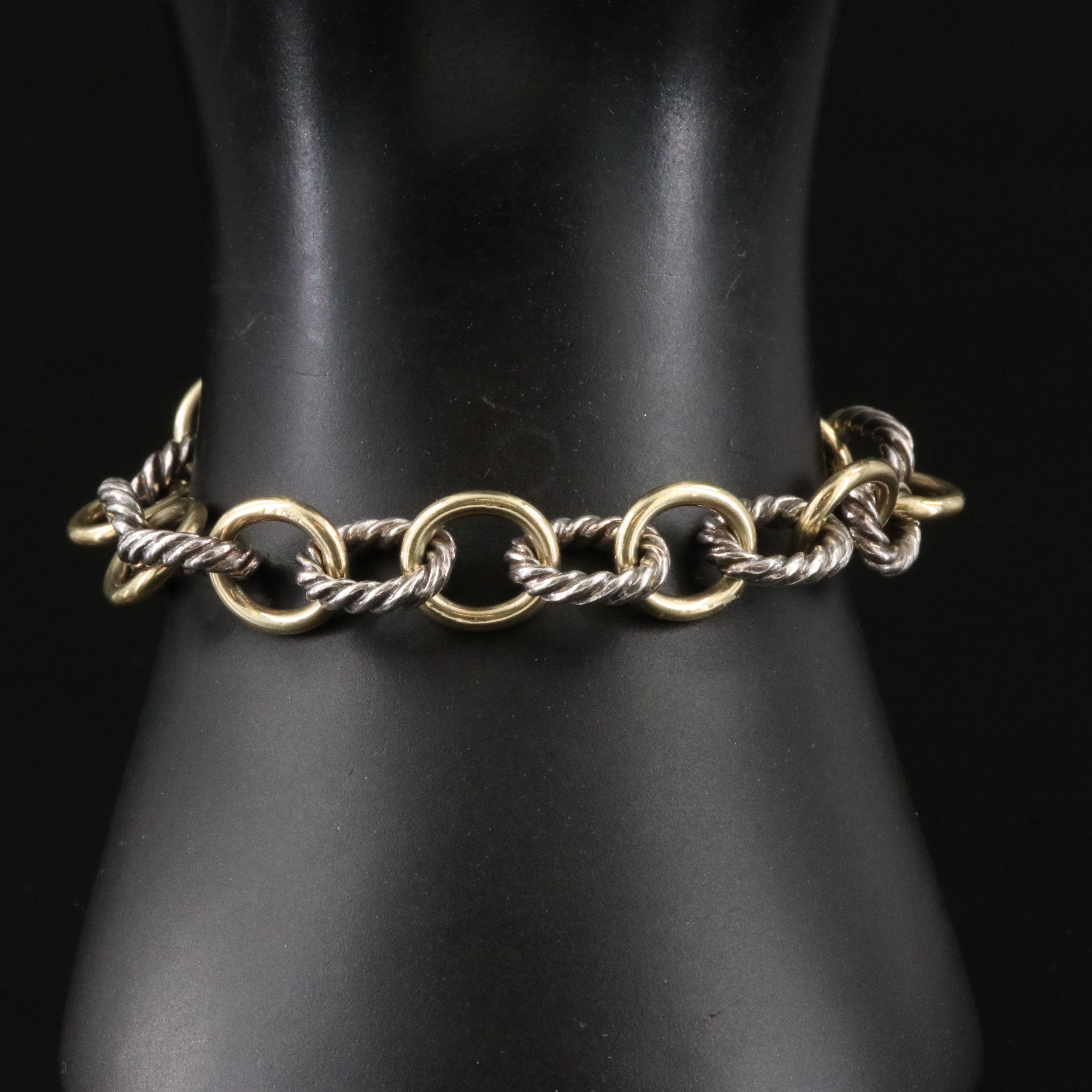 David Yurman Sterling and 18K Bonded Gold Oval Link Bracelet