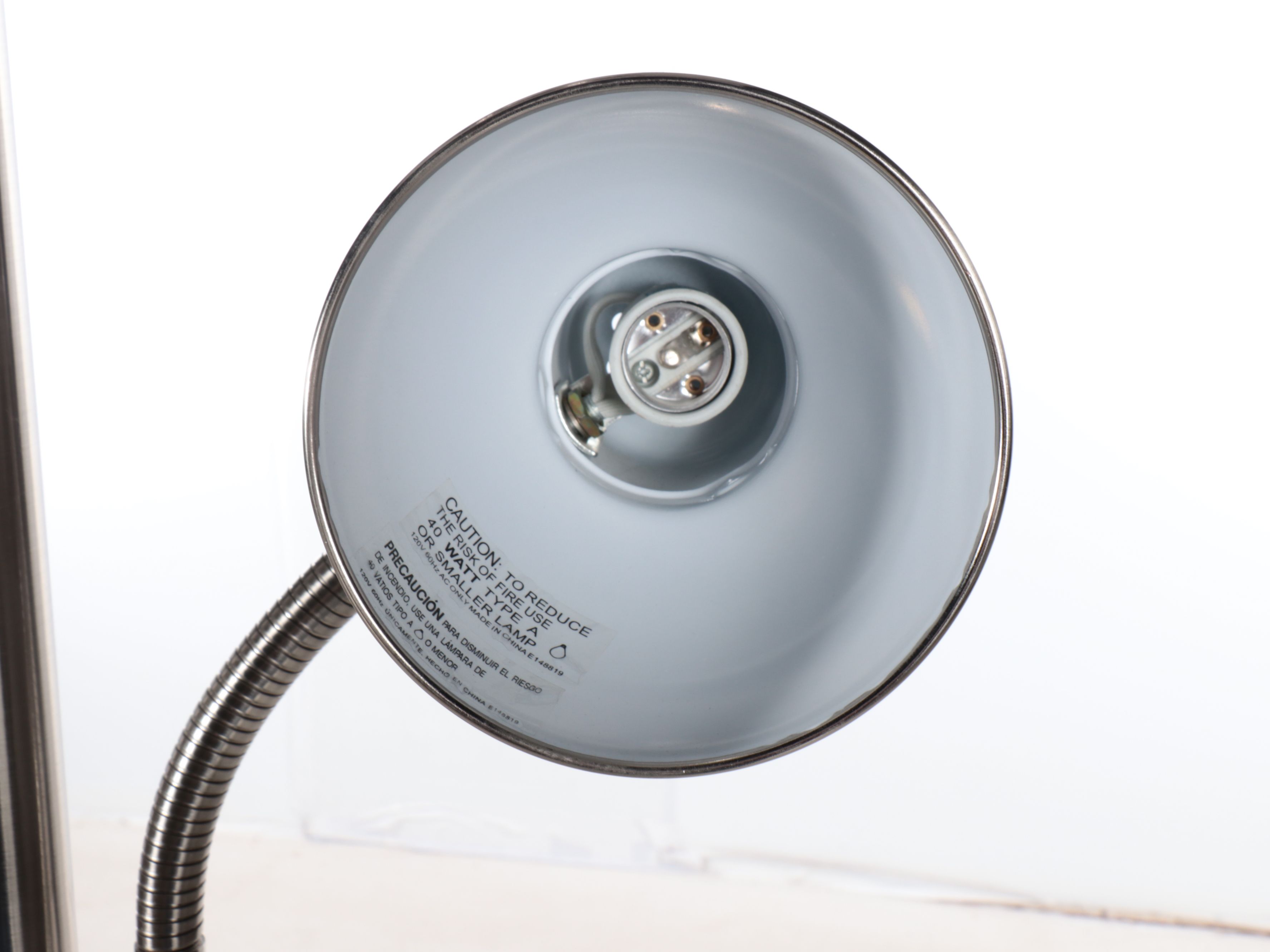 Modern Brushed Stainless Torchiere Floor Lamp with Task Lamp, 21st Century