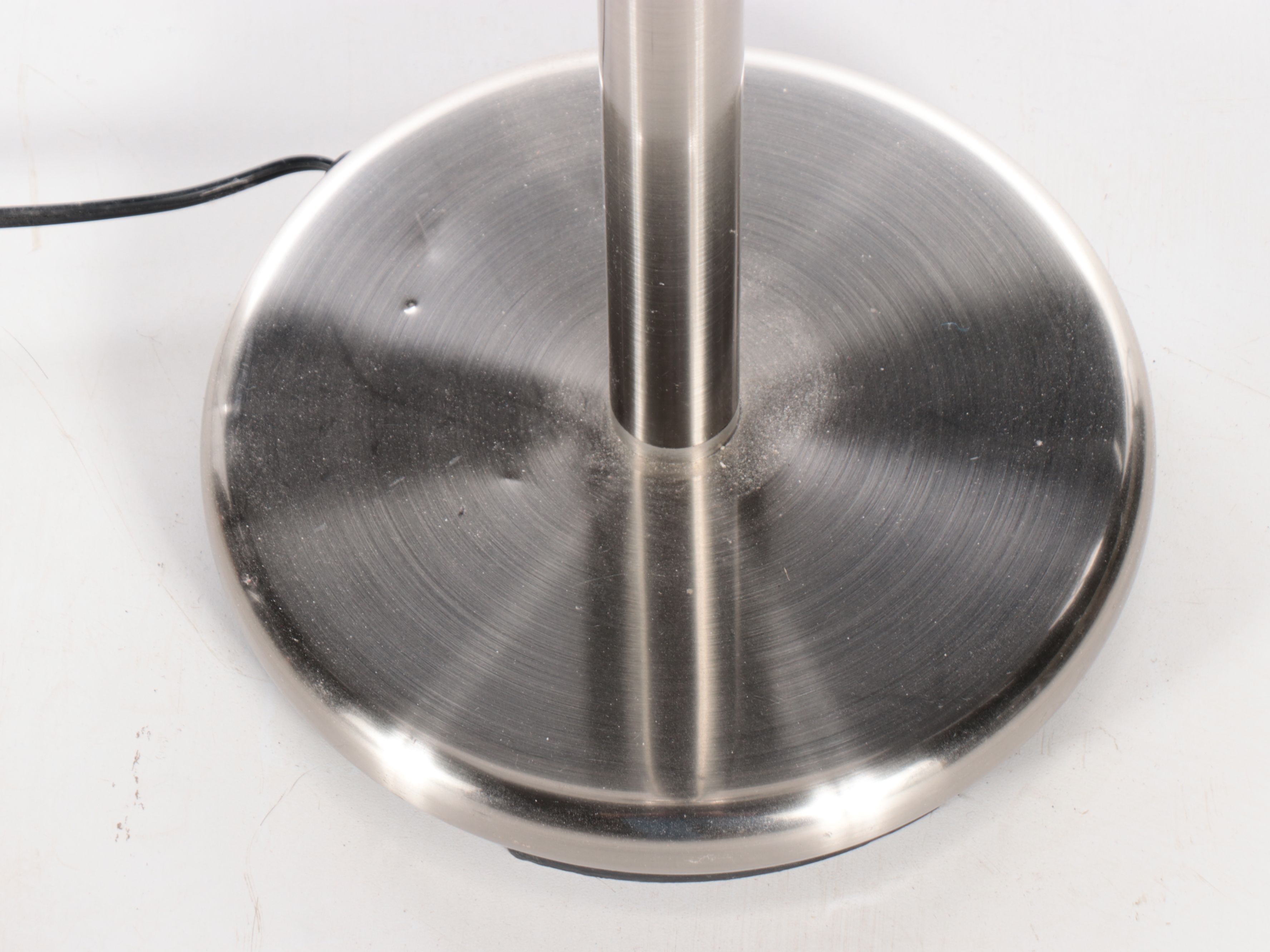 Modern Brushed Stainless Torchiere Floor Lamp with Task Lamp, 21st Century