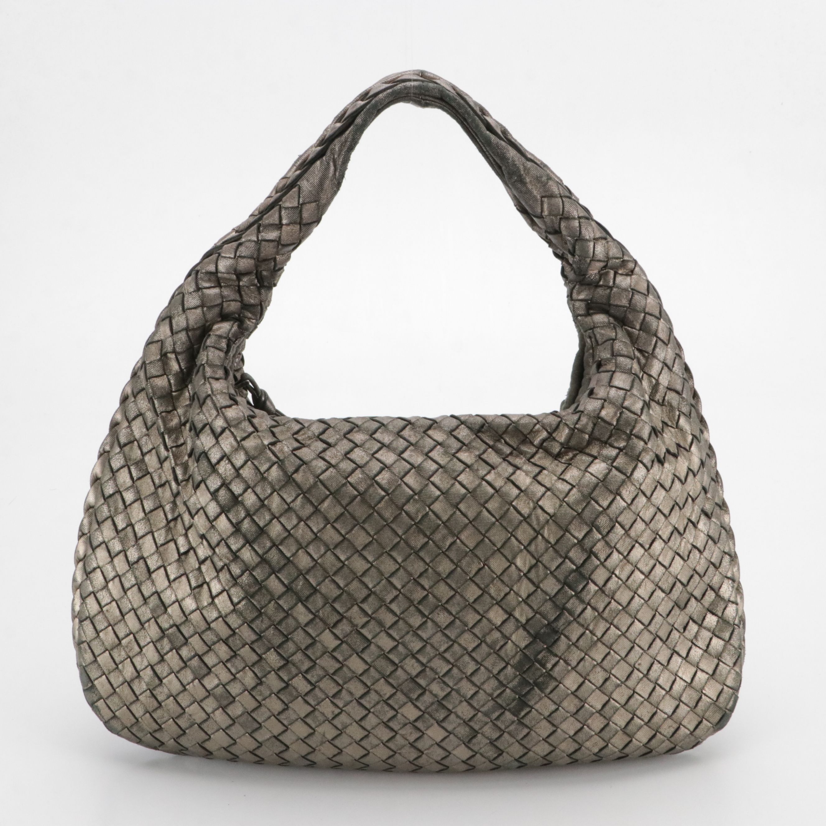 Bottega Veneta Metallic Intrecciato Leather Hobo Bag