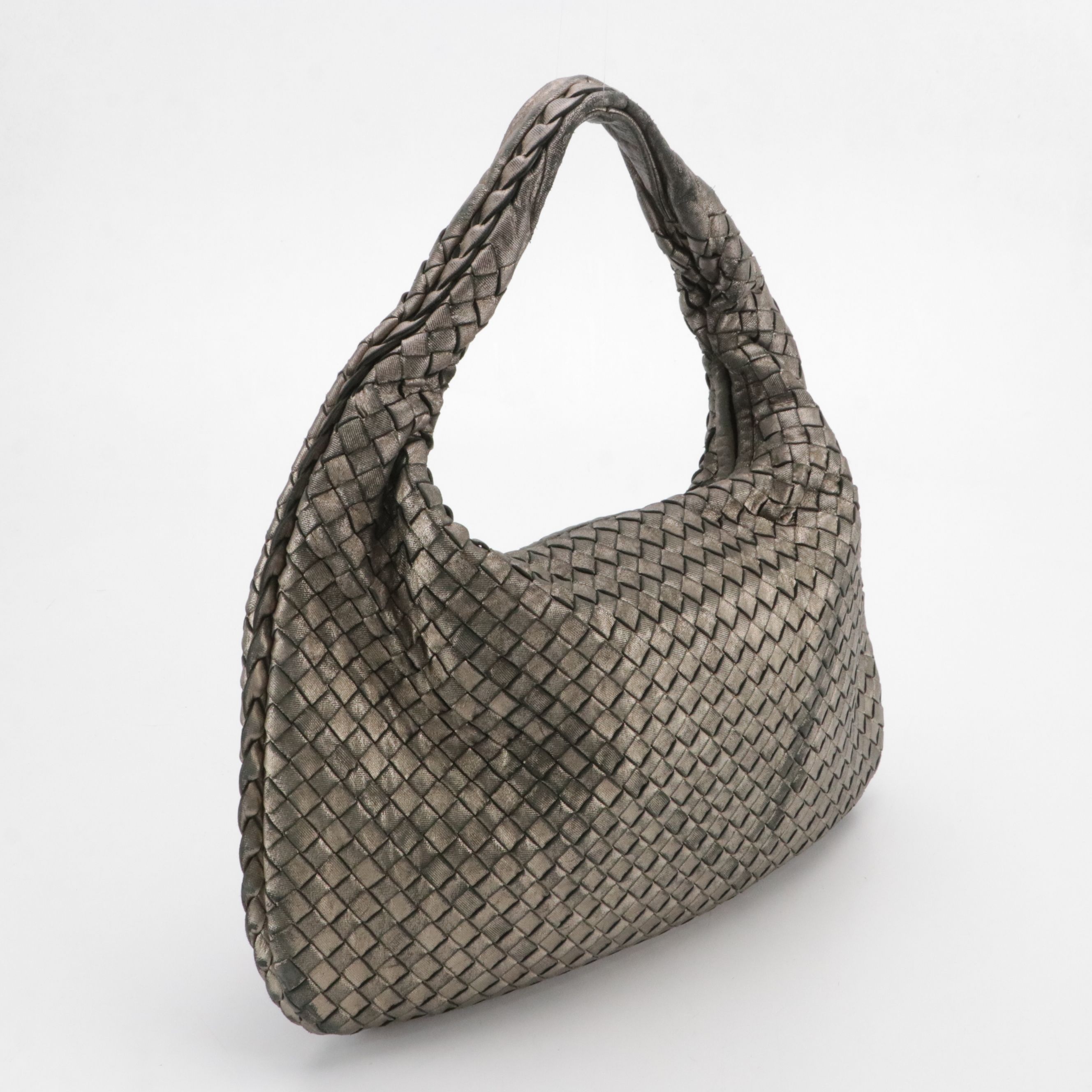 Bottega Veneta Metallic Intrecciato Leather Hobo Bag
