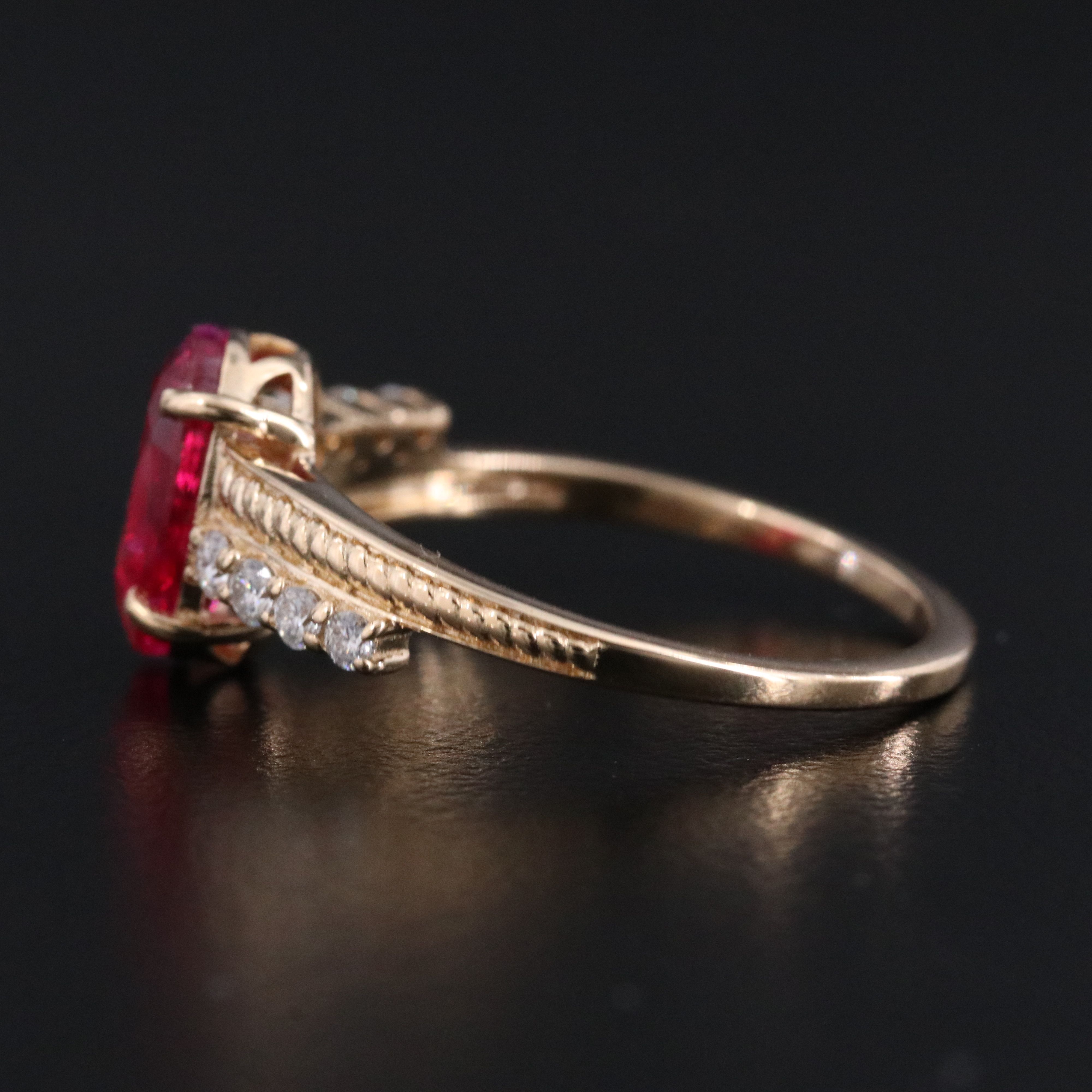 14K 1.42 CT Lab Grown Ruby and Moissanite Ring