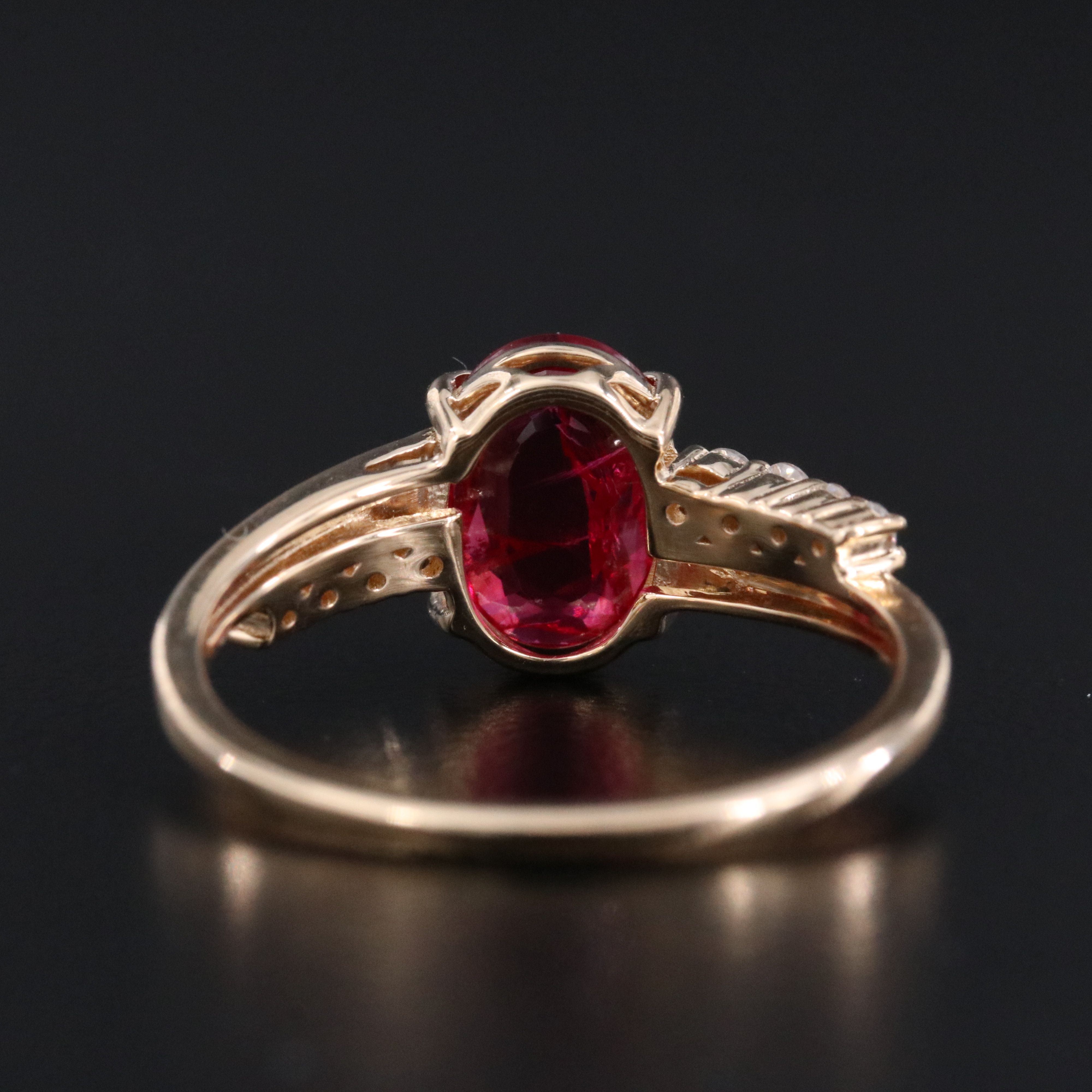 14K 1.42 CT Lab Grown Ruby and Moissanite Ring