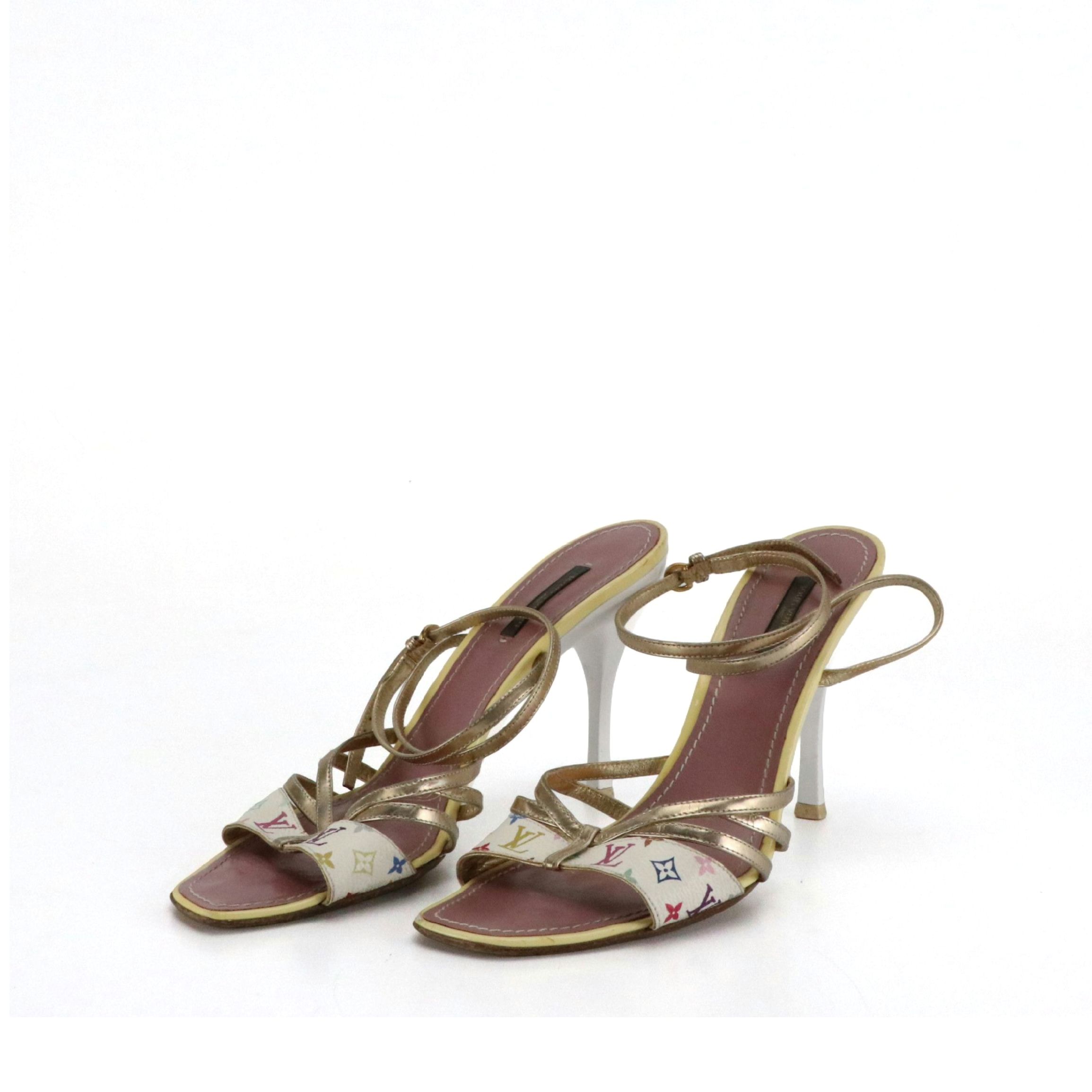 Louis Vuitton Strappy Sandals in Monogram Multicolore Canvas & Patent Leather