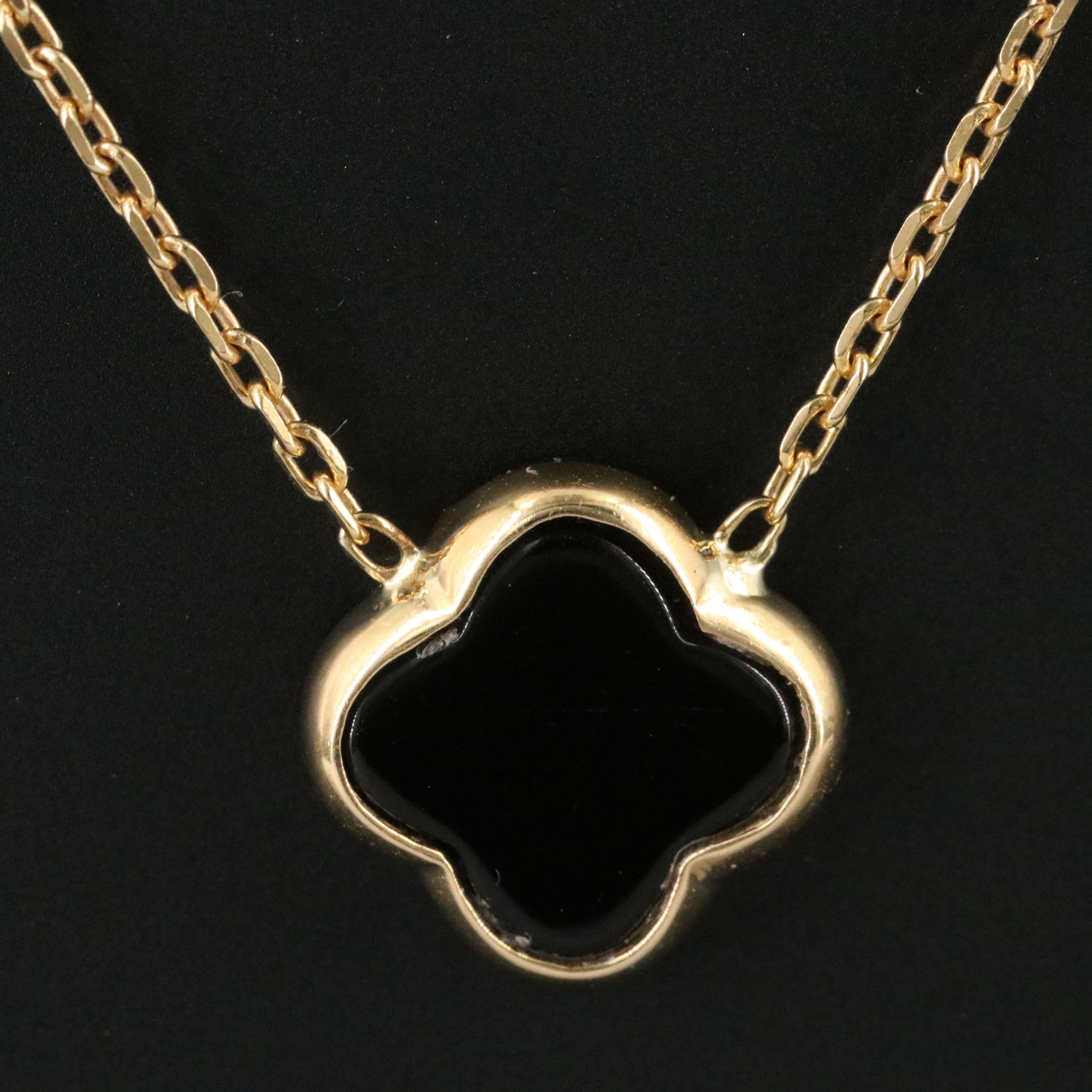 18K Black Onyx Quatrefoil Necklace