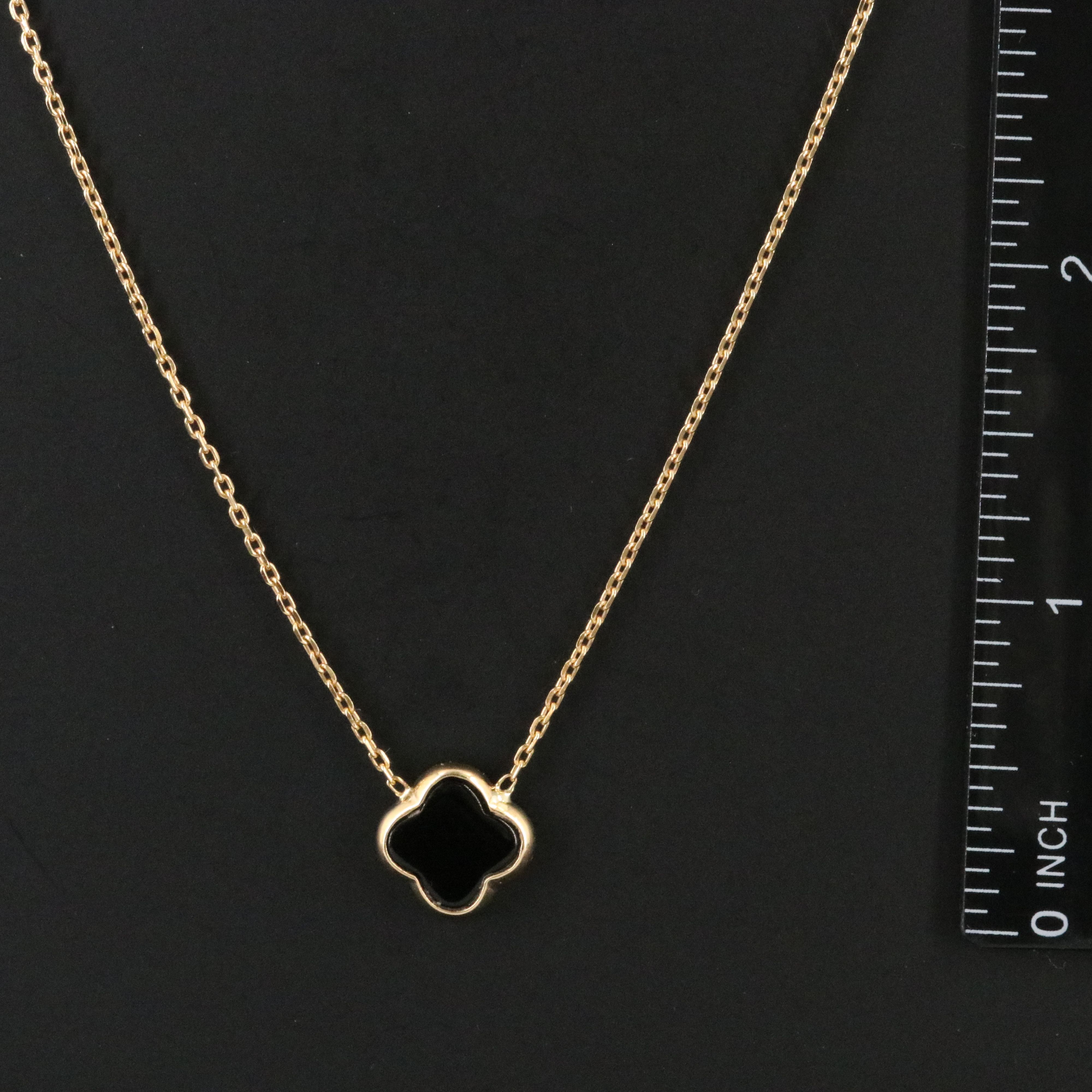 18K Black Onyx Quatrefoil Necklace