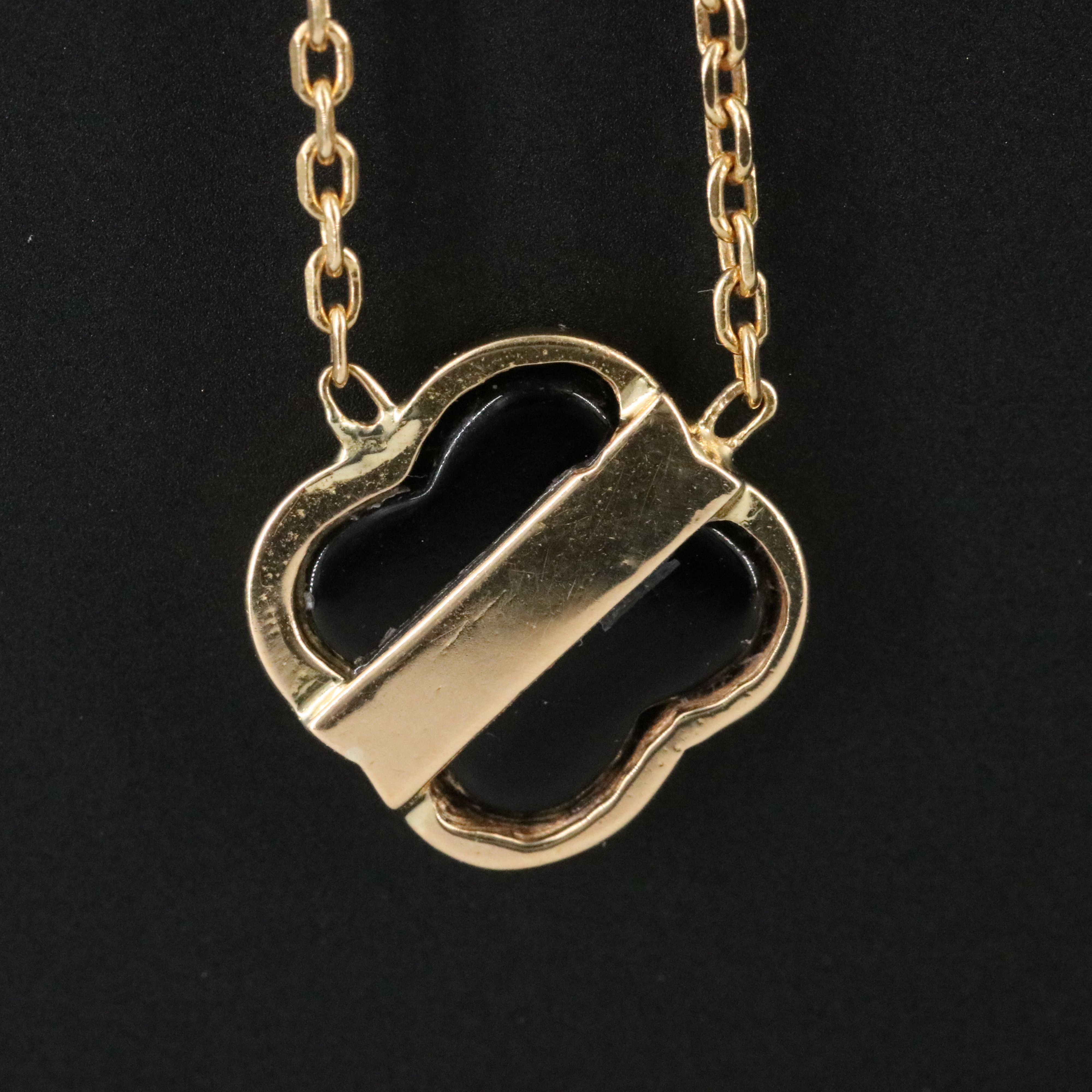 18K Black Onyx Quatrefoil Necklace