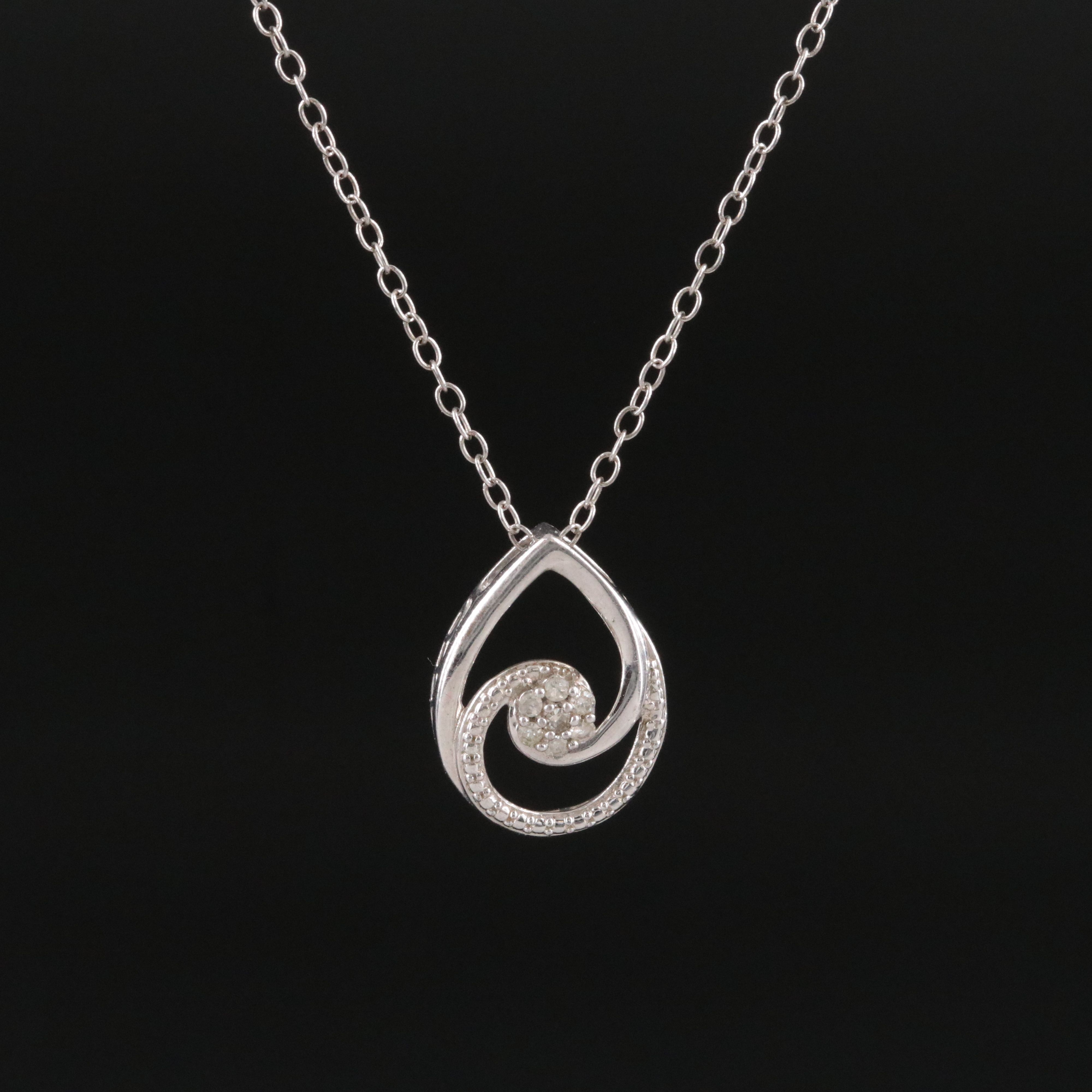 Sterling Diamond Pendant Necklace