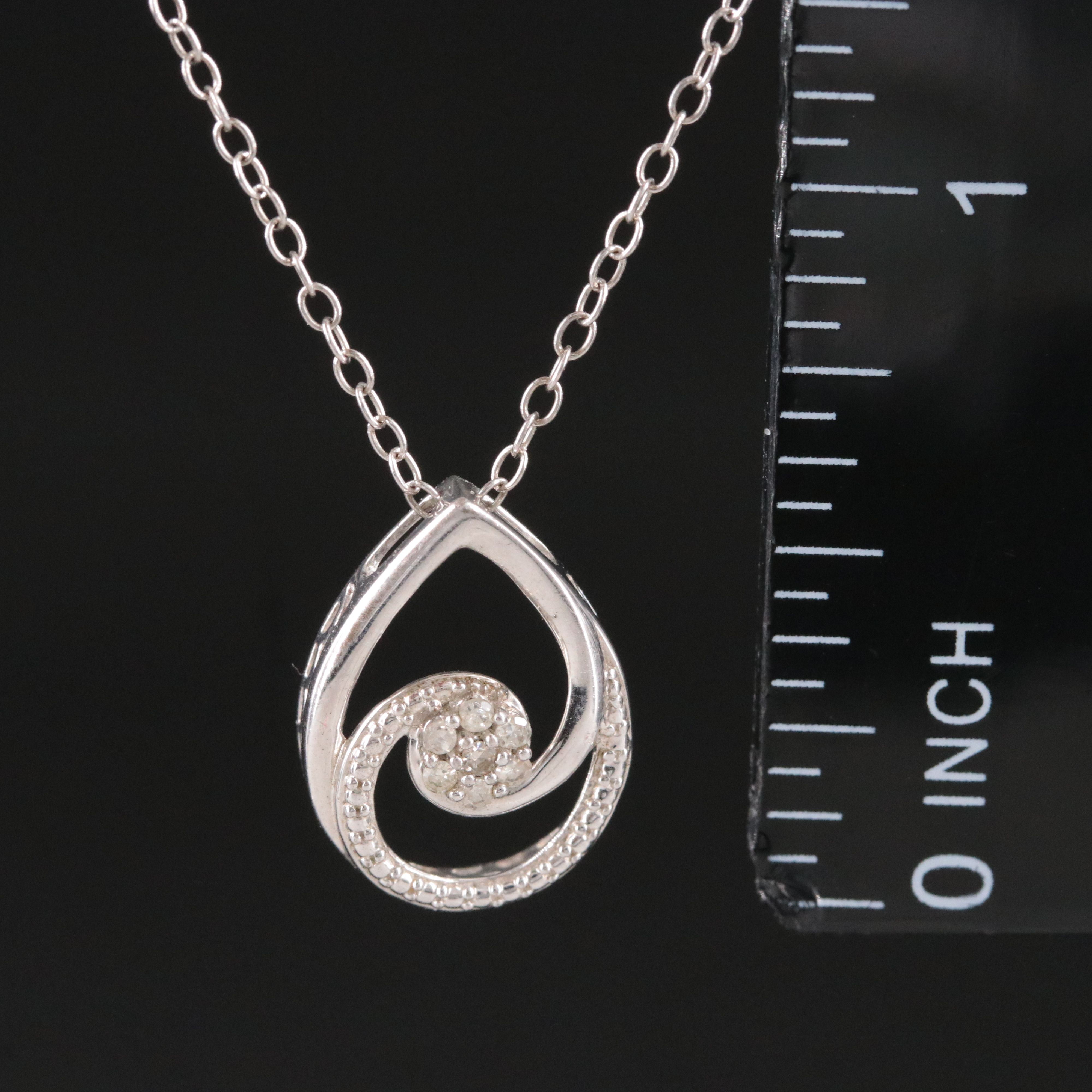 Sterling Diamond Pendant Necklace