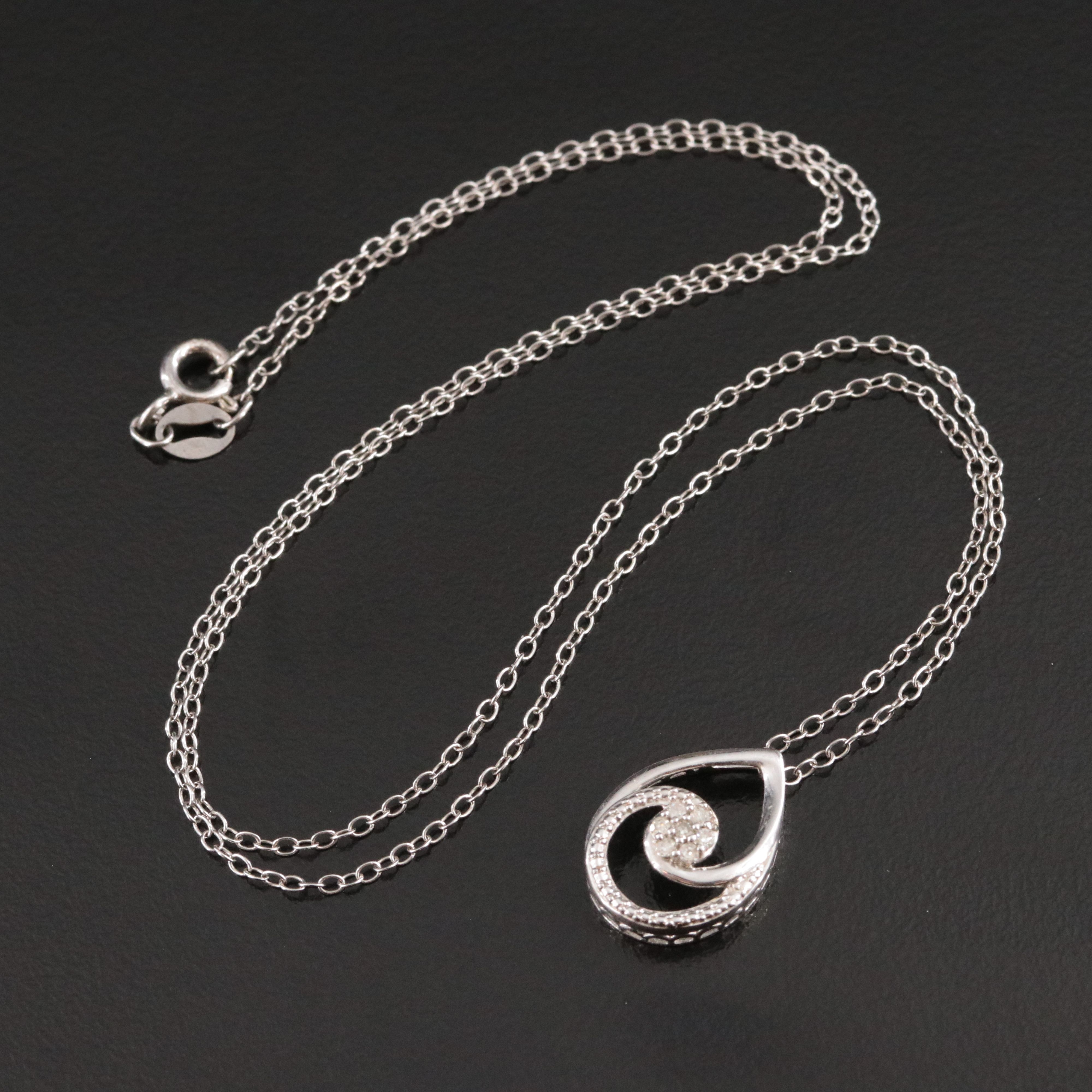 Sterling Diamond Pendant Necklace