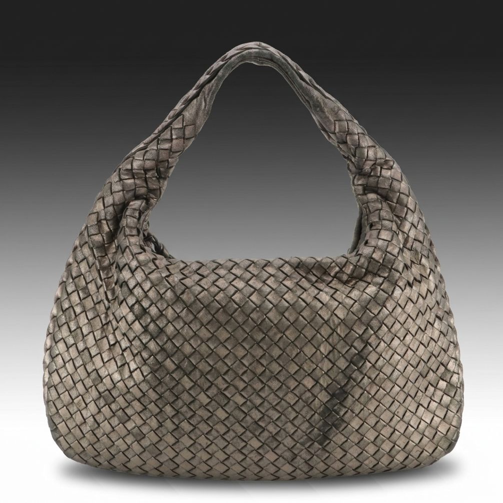 Bottega Veneta Metallic Intrecciato Leather Hobo Bag