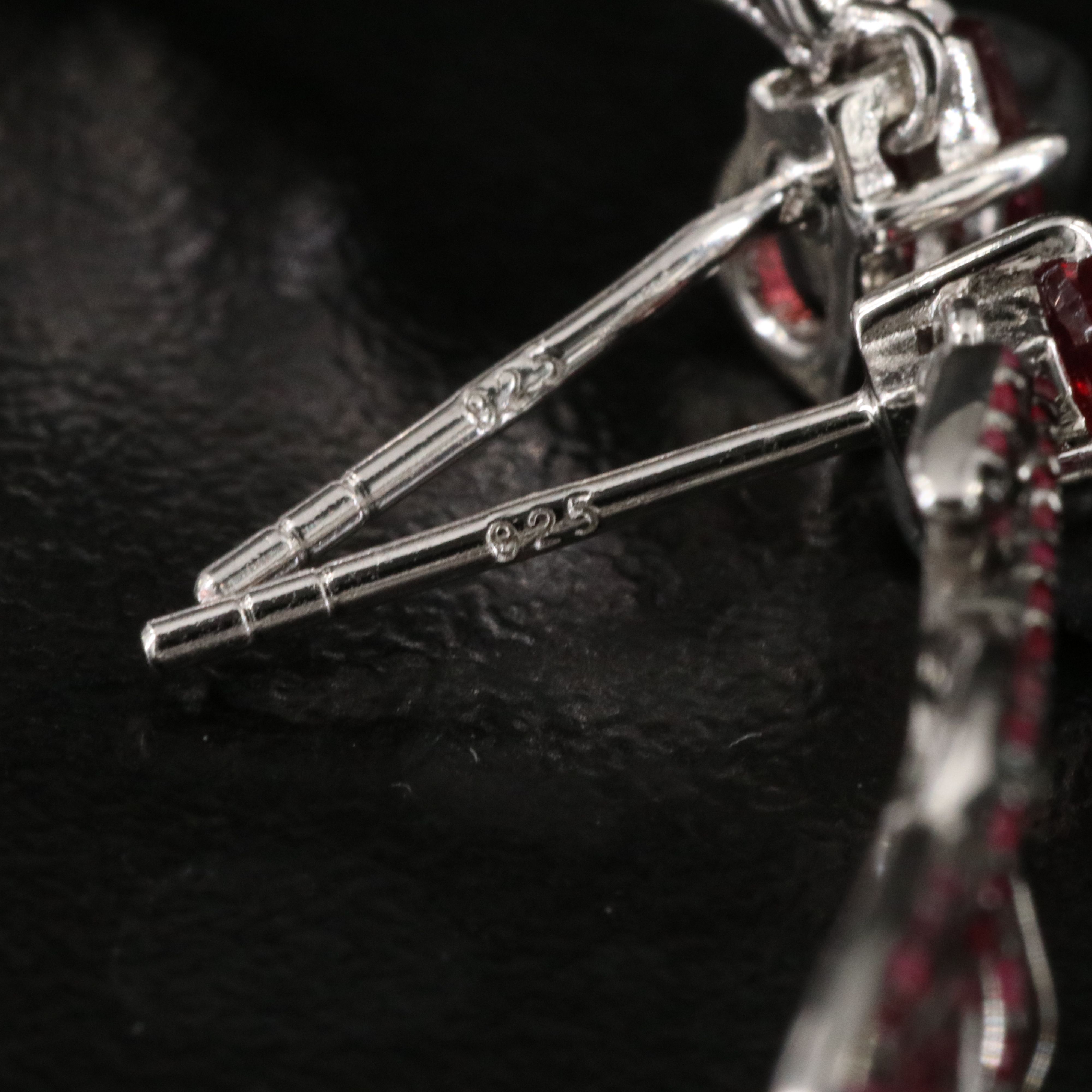 Sterling Ruby Feather Drop Earring