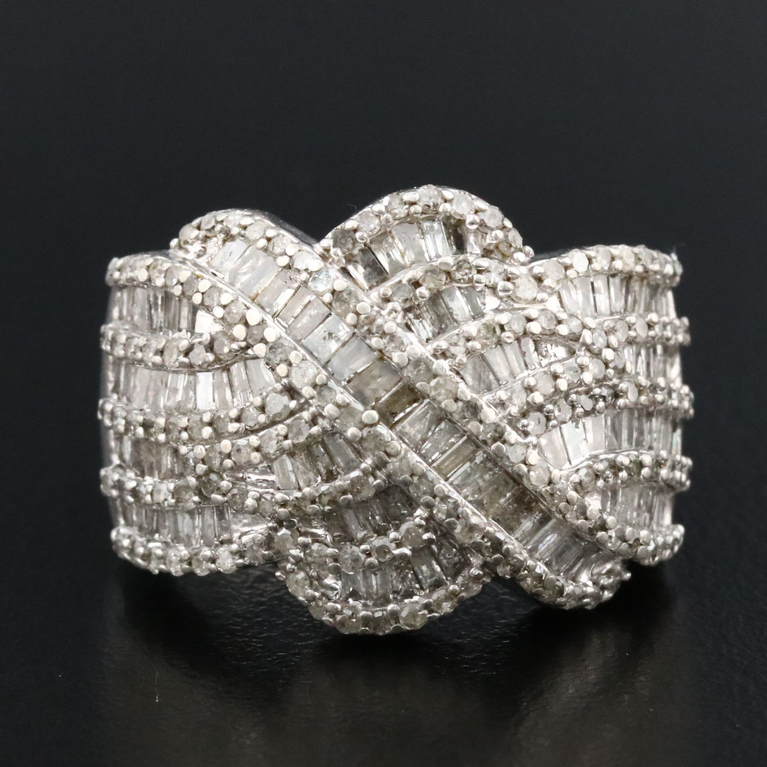Sterling 1.52 CTW Diamond Crossover Ring