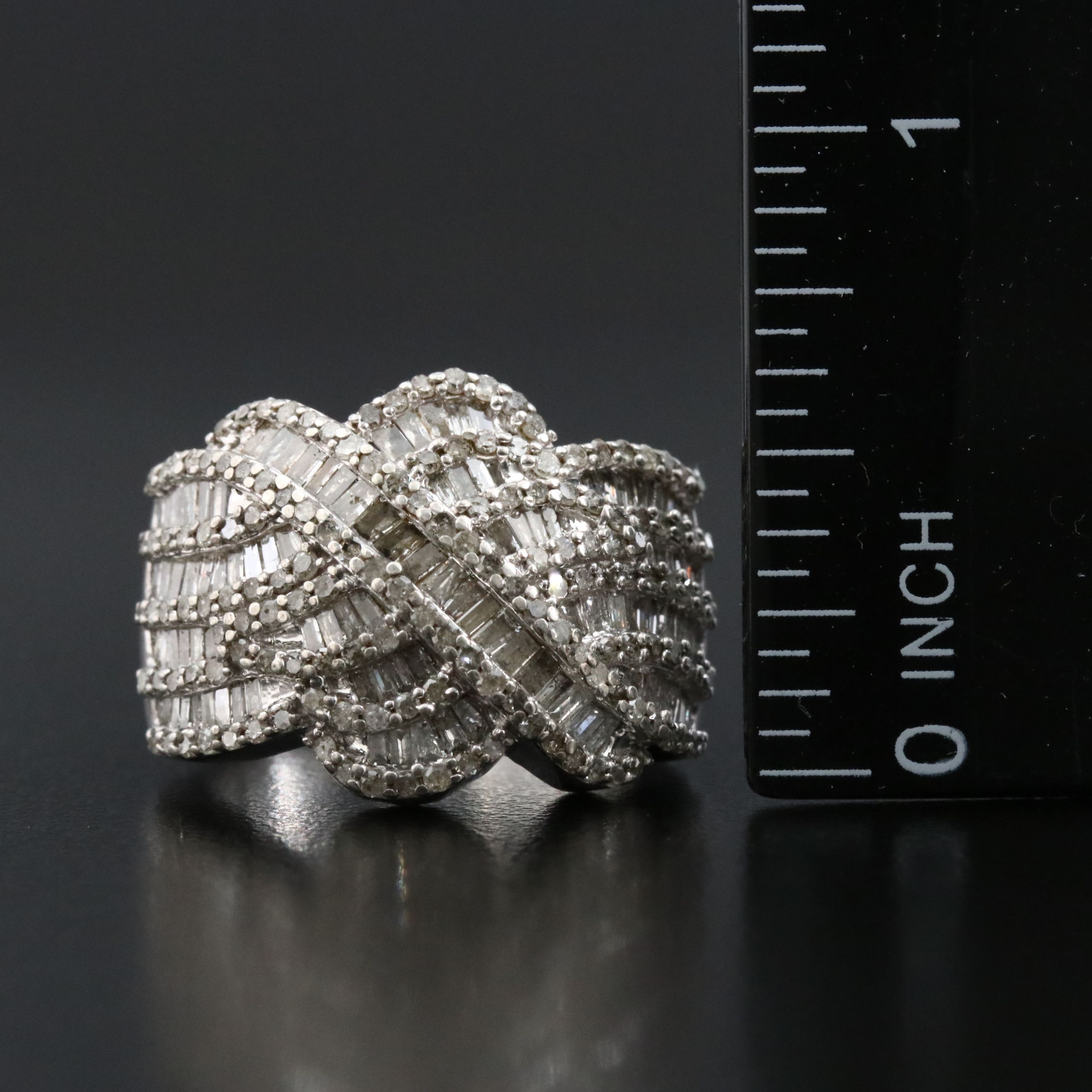 Sterling 1.52 CTW Diamond Crossover Ring