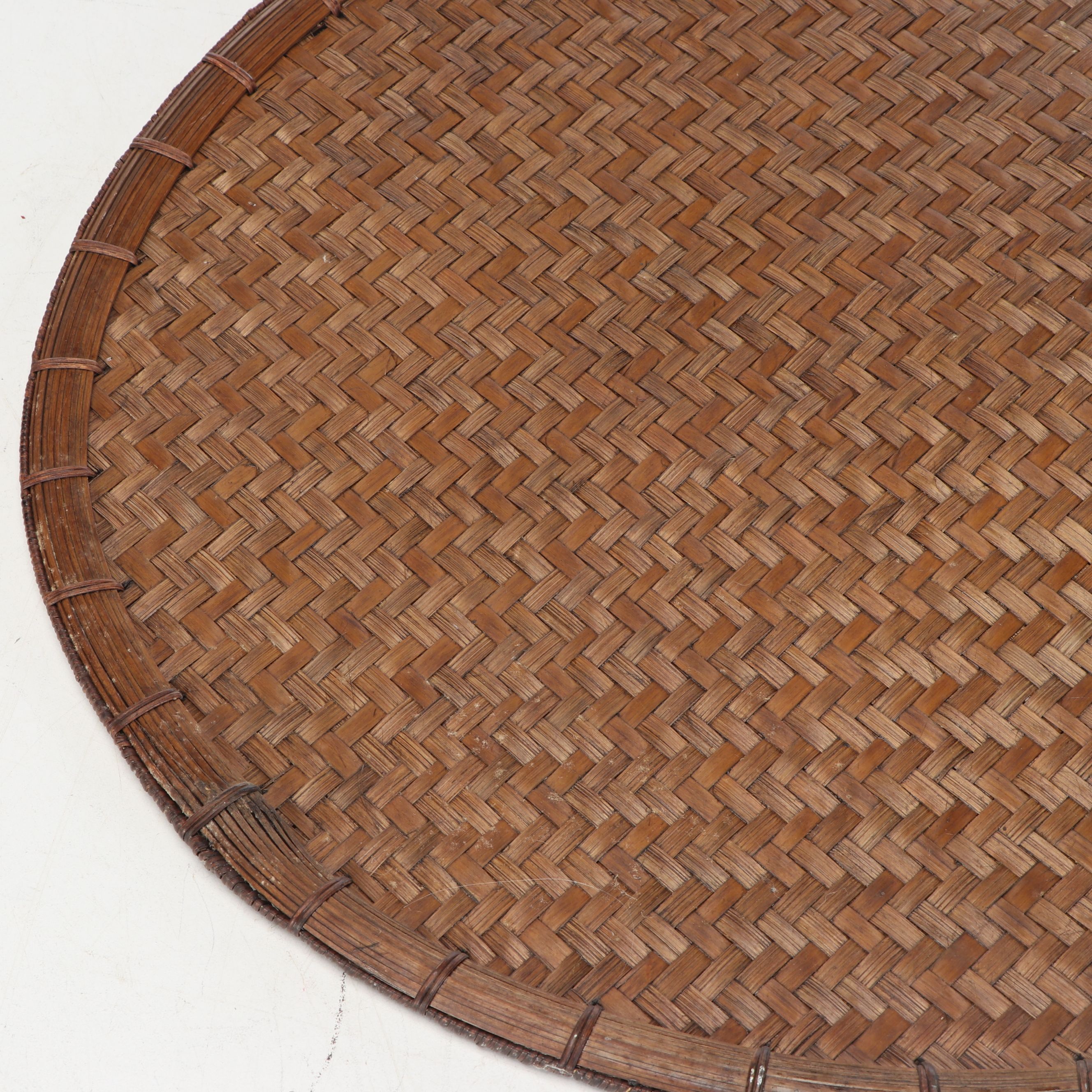 Mid-Century Handwoven Bamboo and Rattan Fan Wall Décor