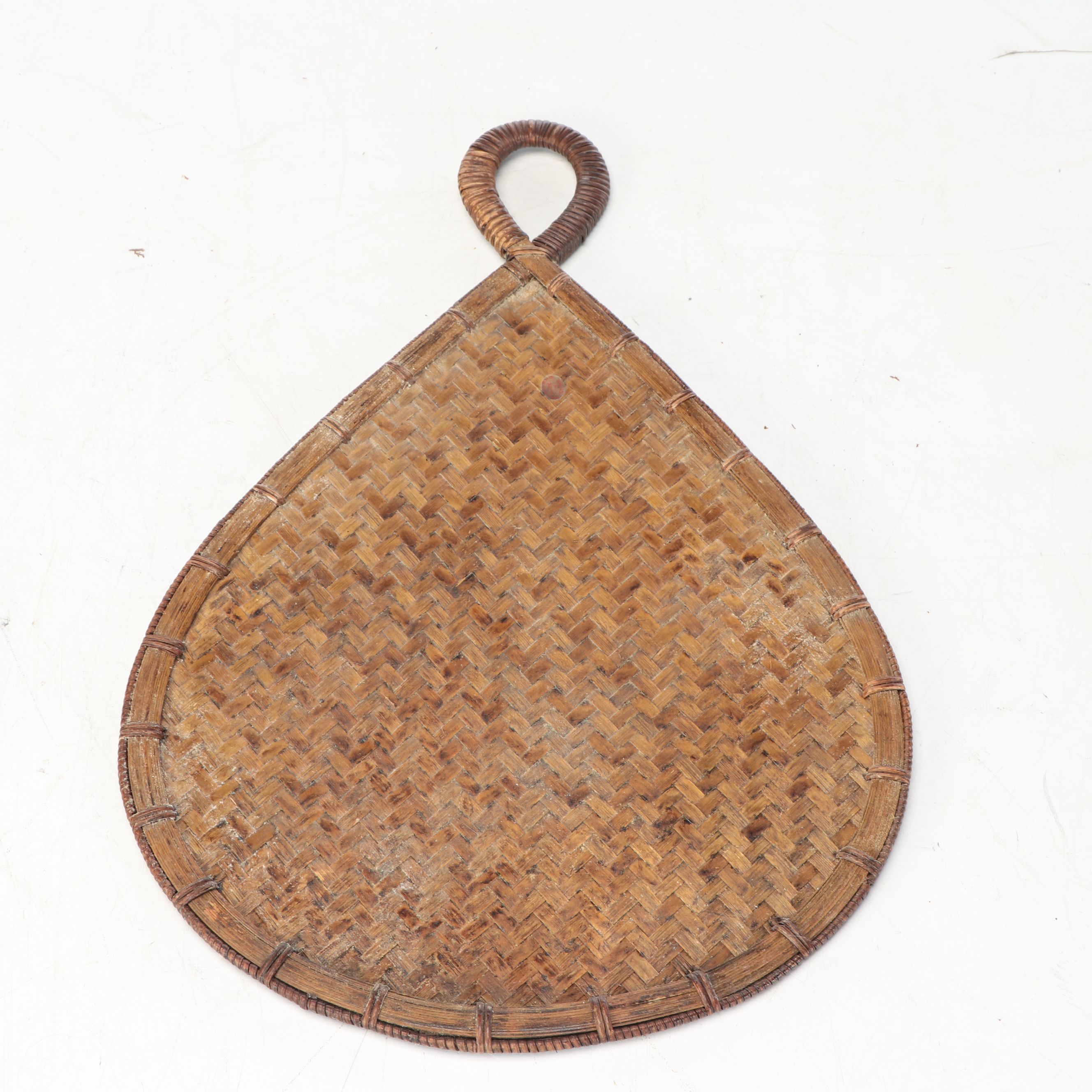 Mid-Century Handwoven Bamboo and Rattan Fan Wall Décor