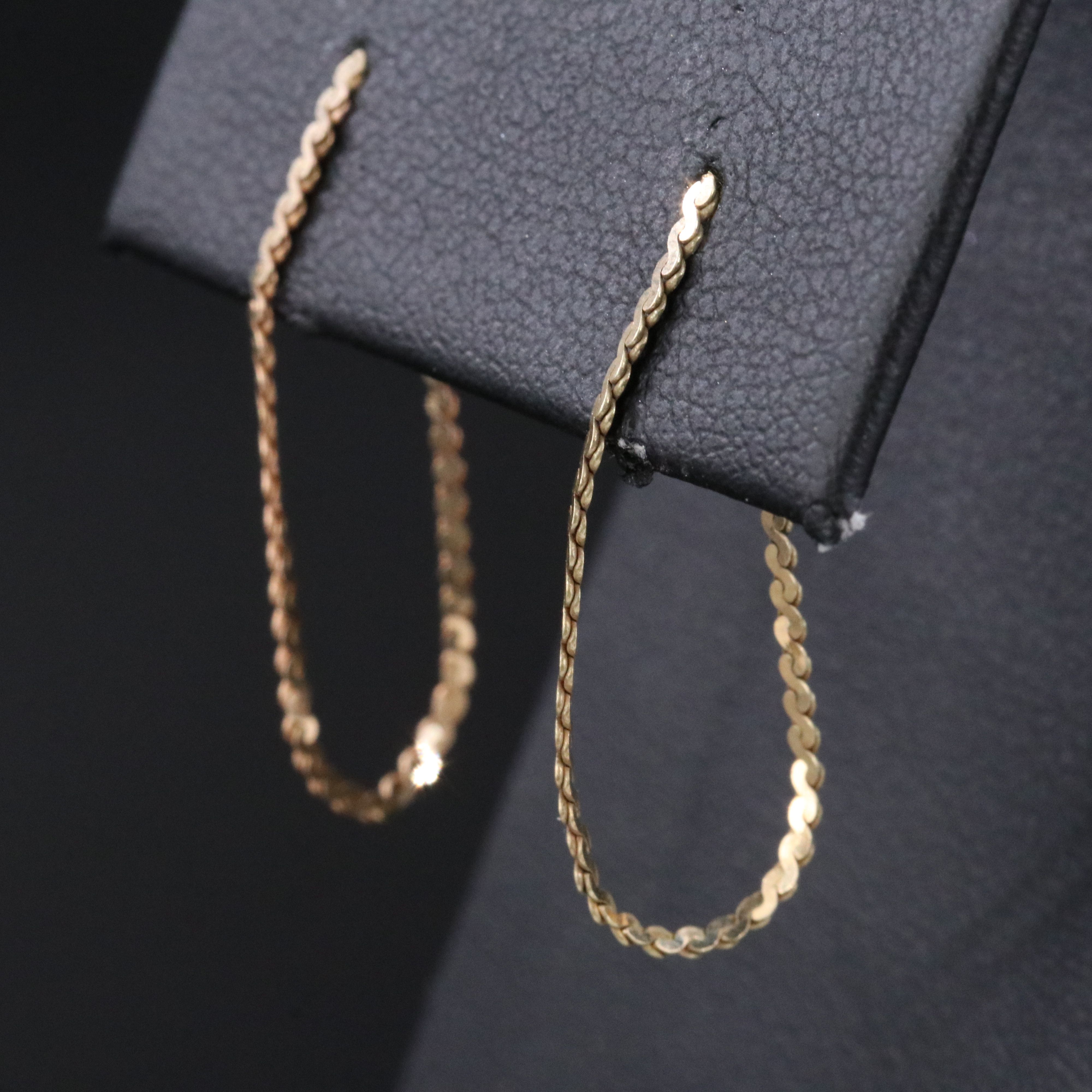 14K Serpentine Chain Hoop Earrings