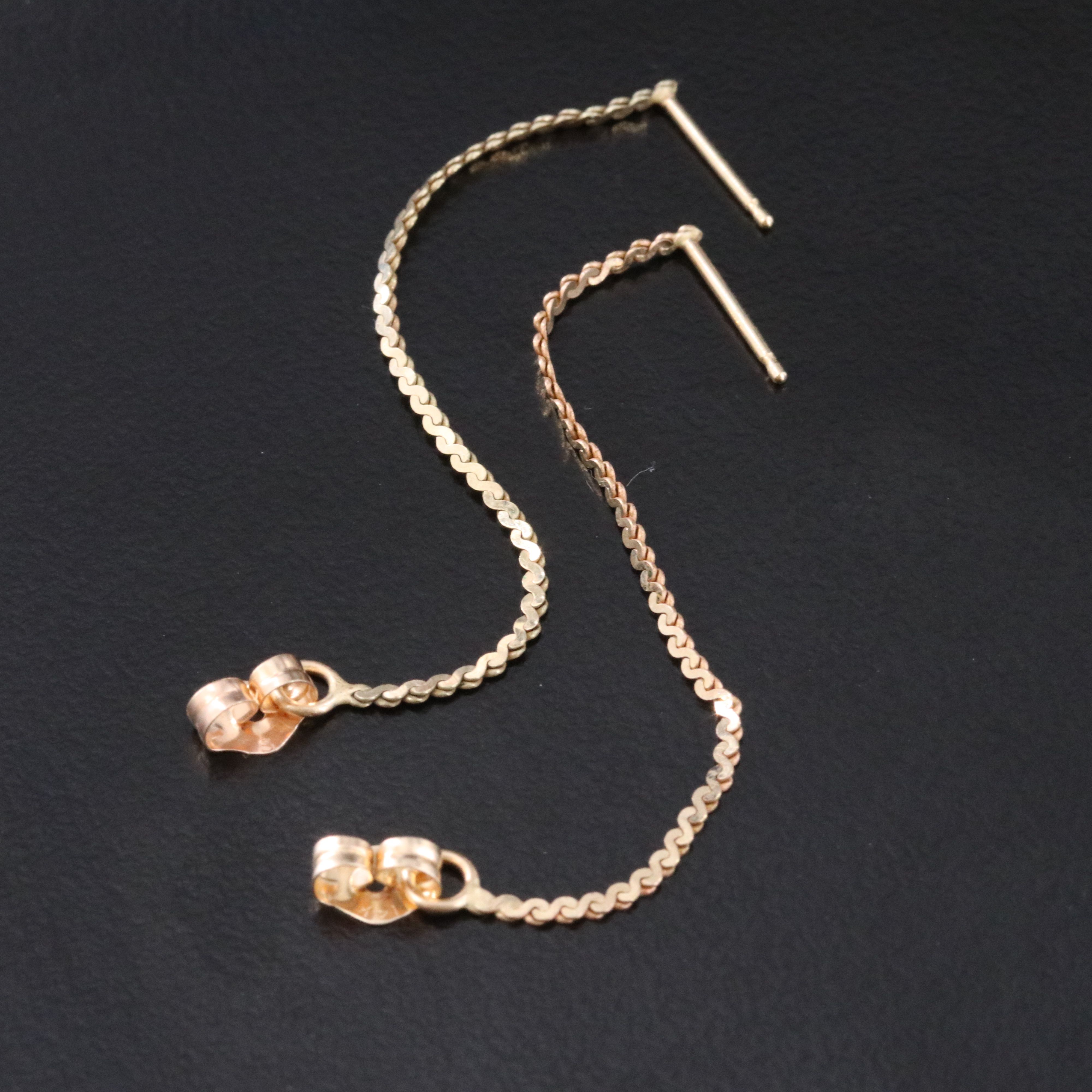 14K Serpentine Chain Hoop Earrings