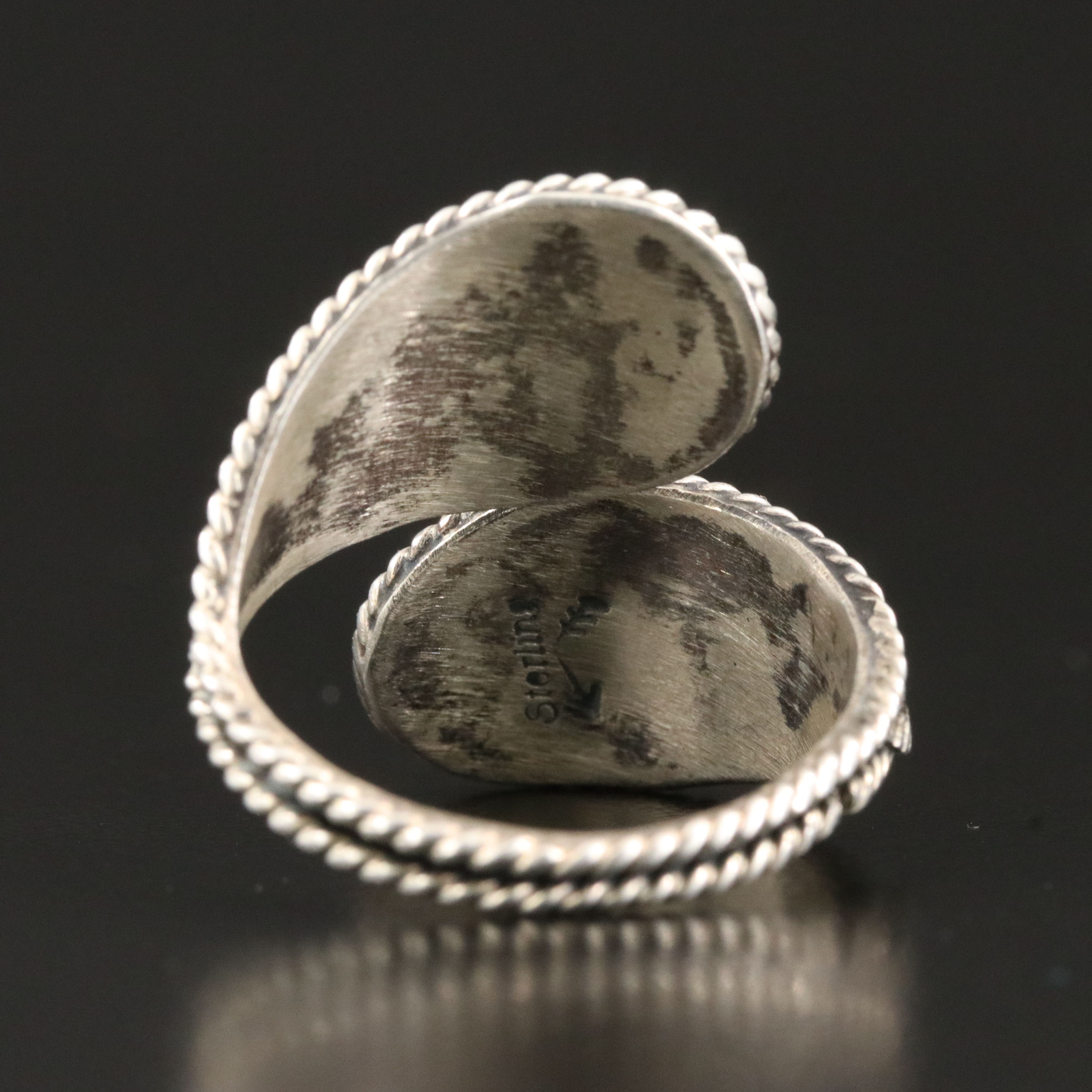 Artisan Signed Sterling Coral and Turquoise Ring