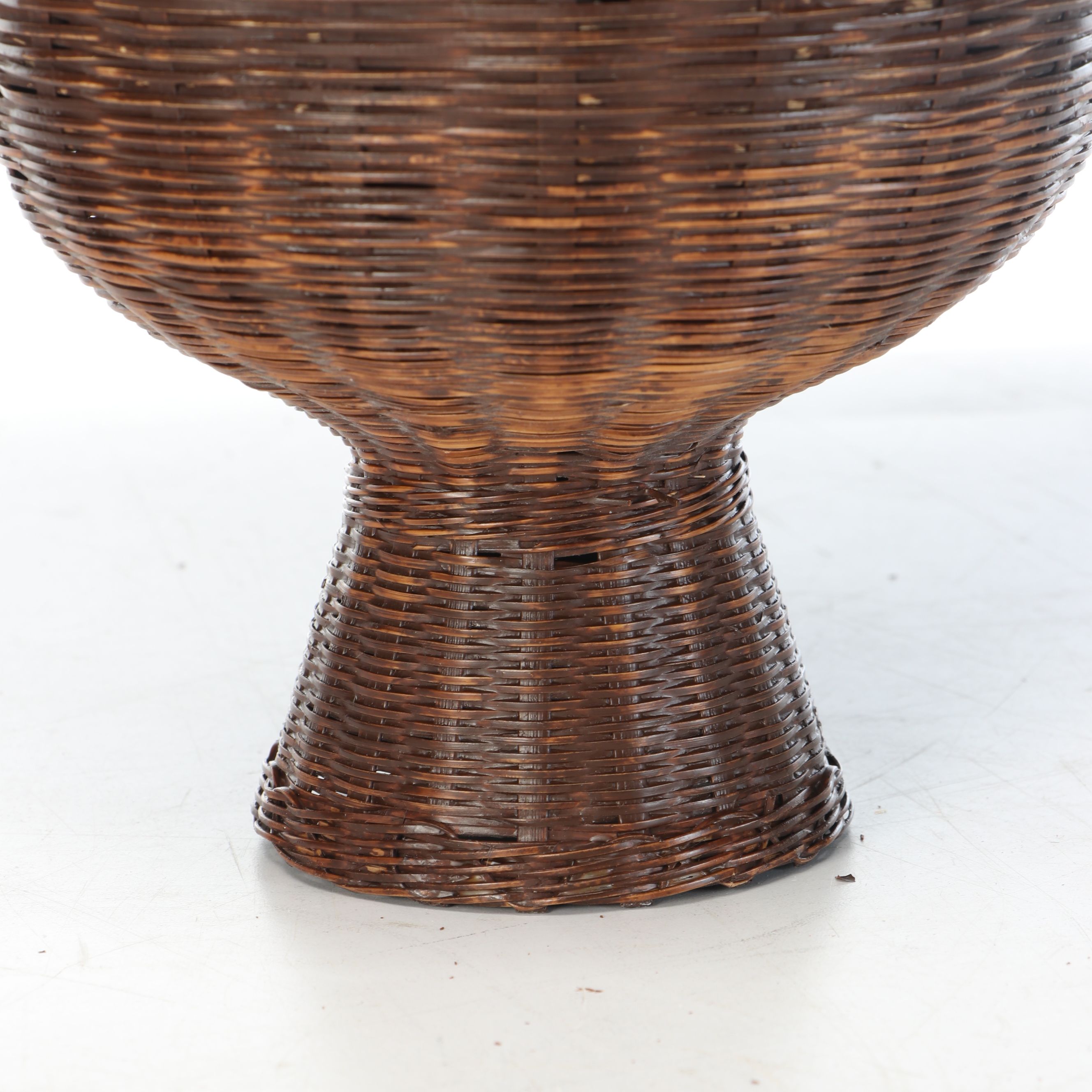 Vintage Handwoven Rattan Canoe Basket with Wicker Boxes and Other Décor