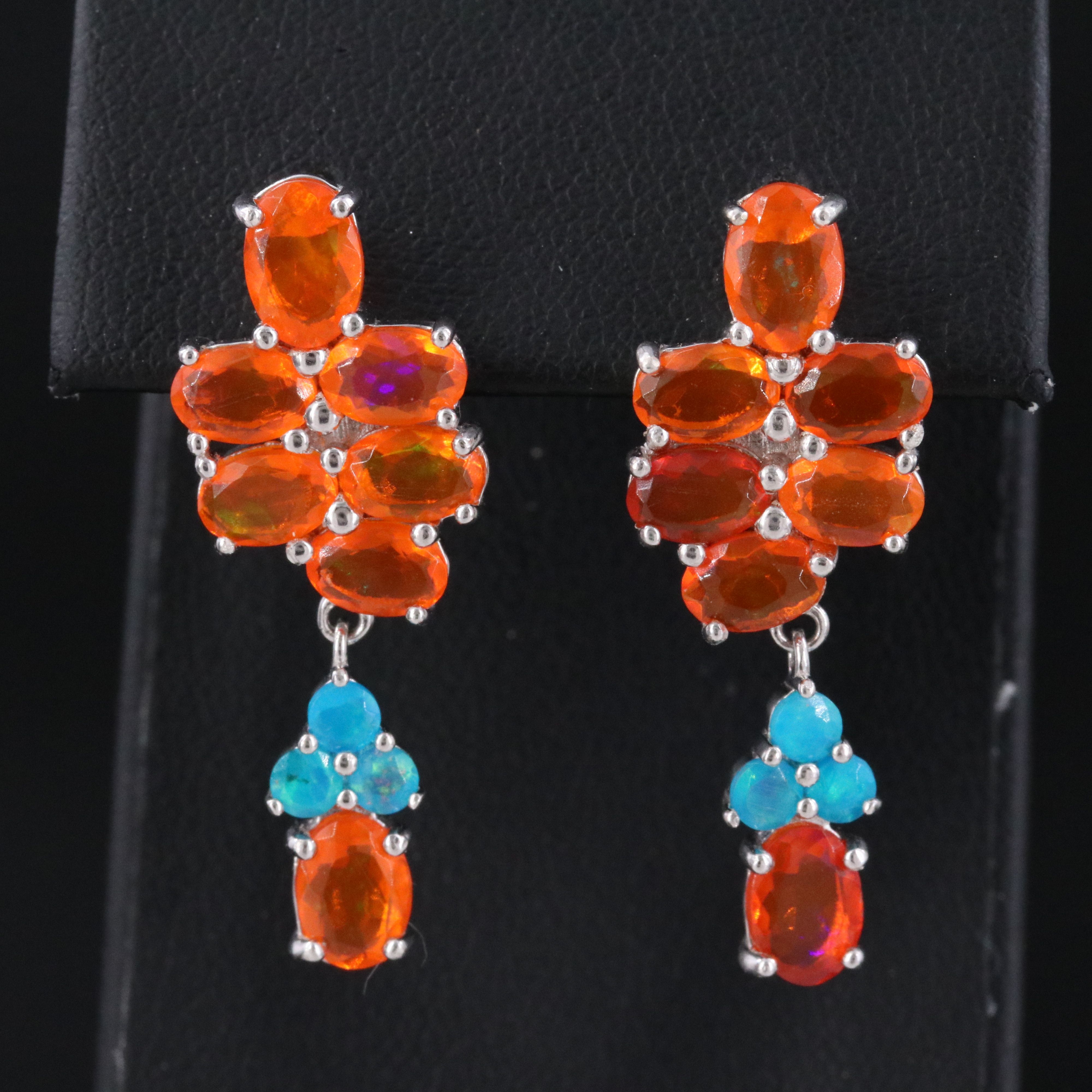 Sterling Opal Drop Earrings