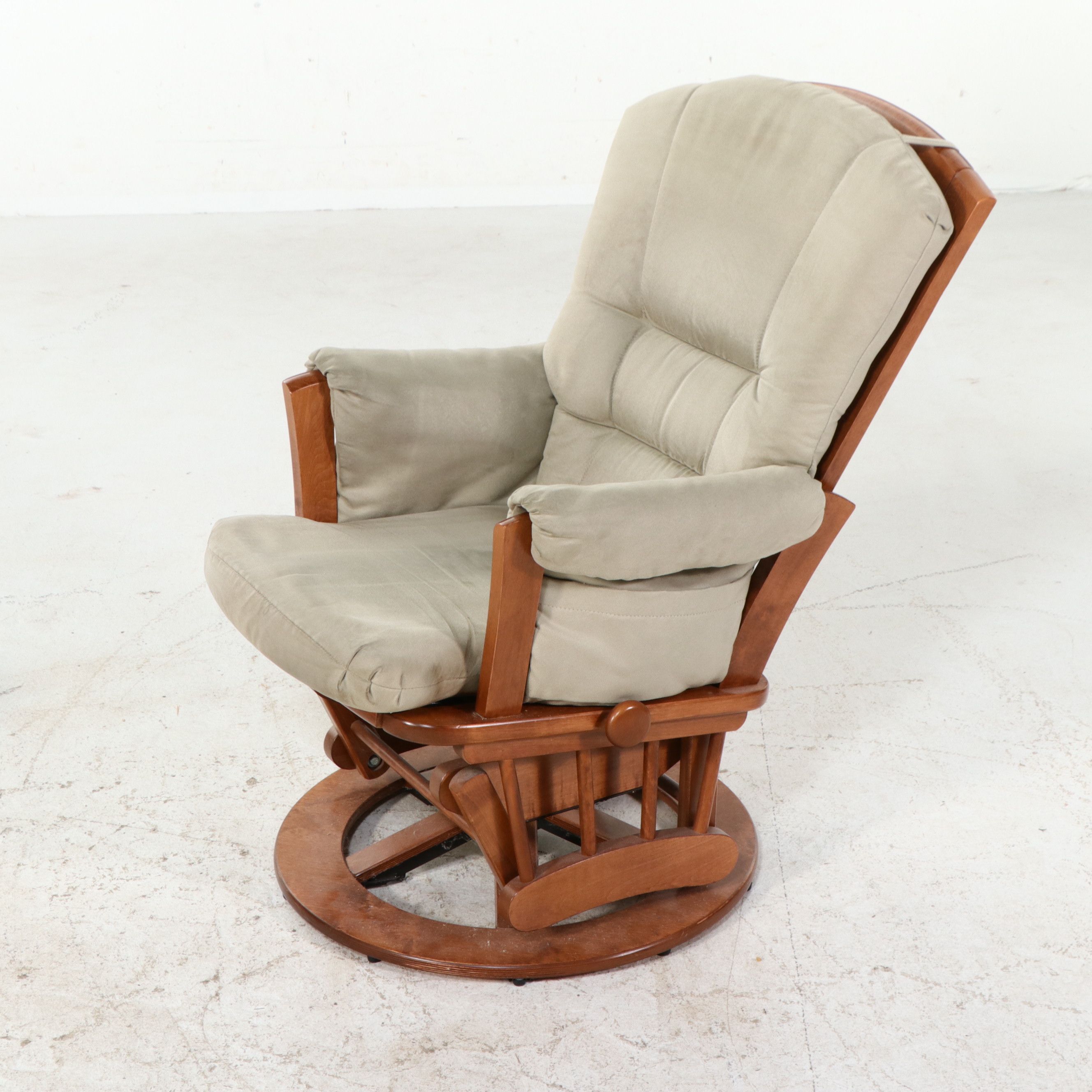 Dutailier Swivel Glider and Ottoman Set, 21st Century
