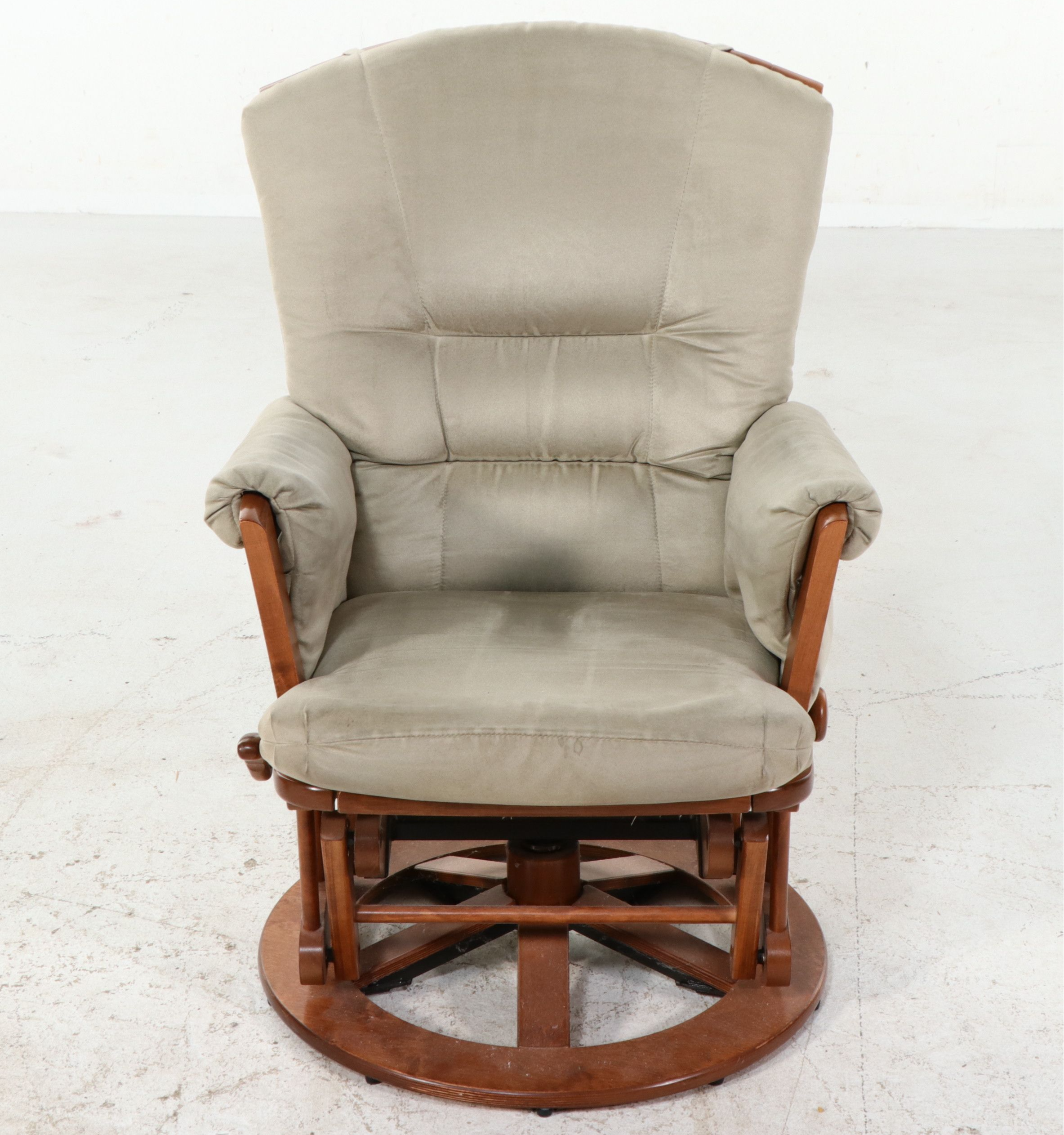 Dutailier Swivel Glider and Ottoman Set, 21st Century